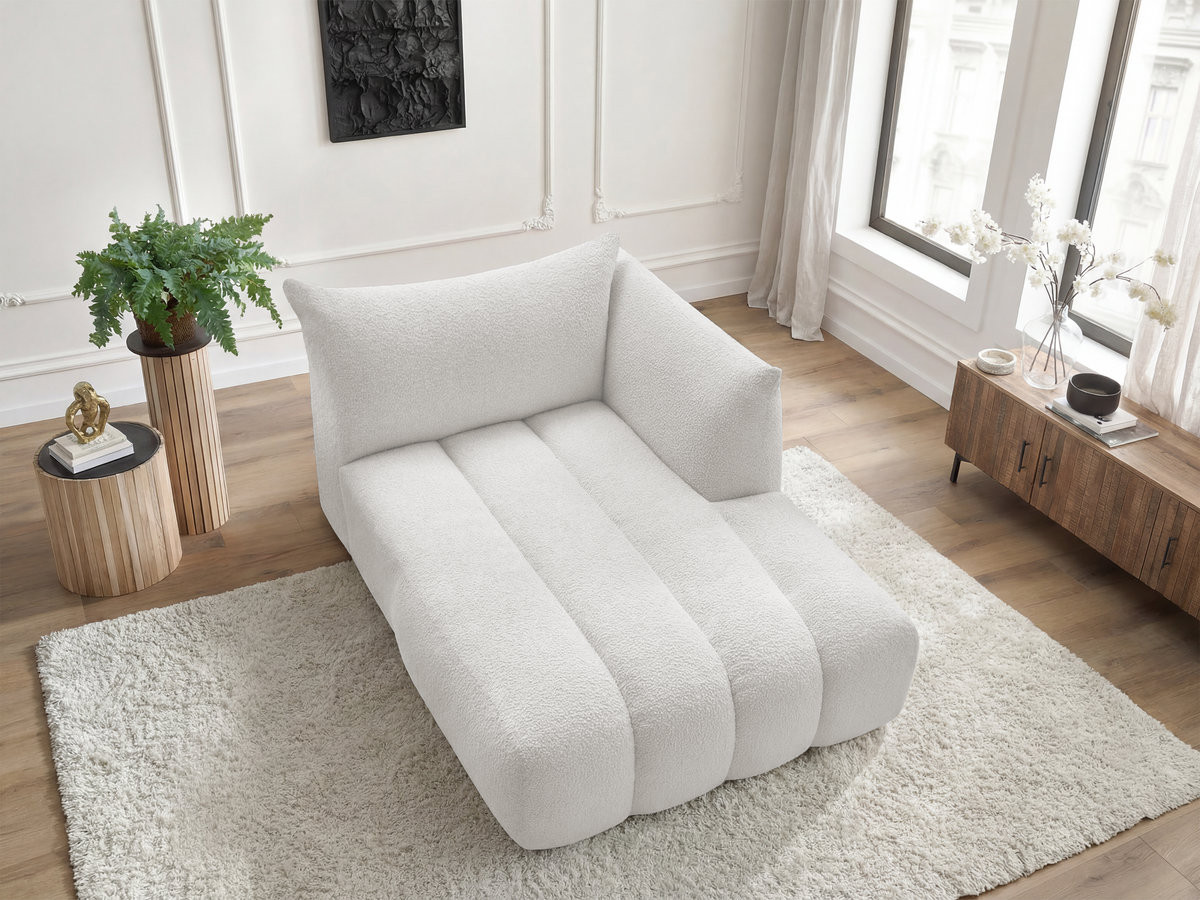 Bobochic Azra Méridienne-Modul Bouclé-Stoff Weiß Ecke rechts