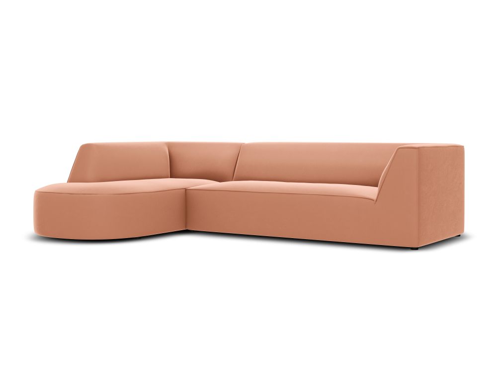 Cosmopolitan Design Ecksofa Siena 4-Sitzer abgerundet Samt Salvador Rosa Links