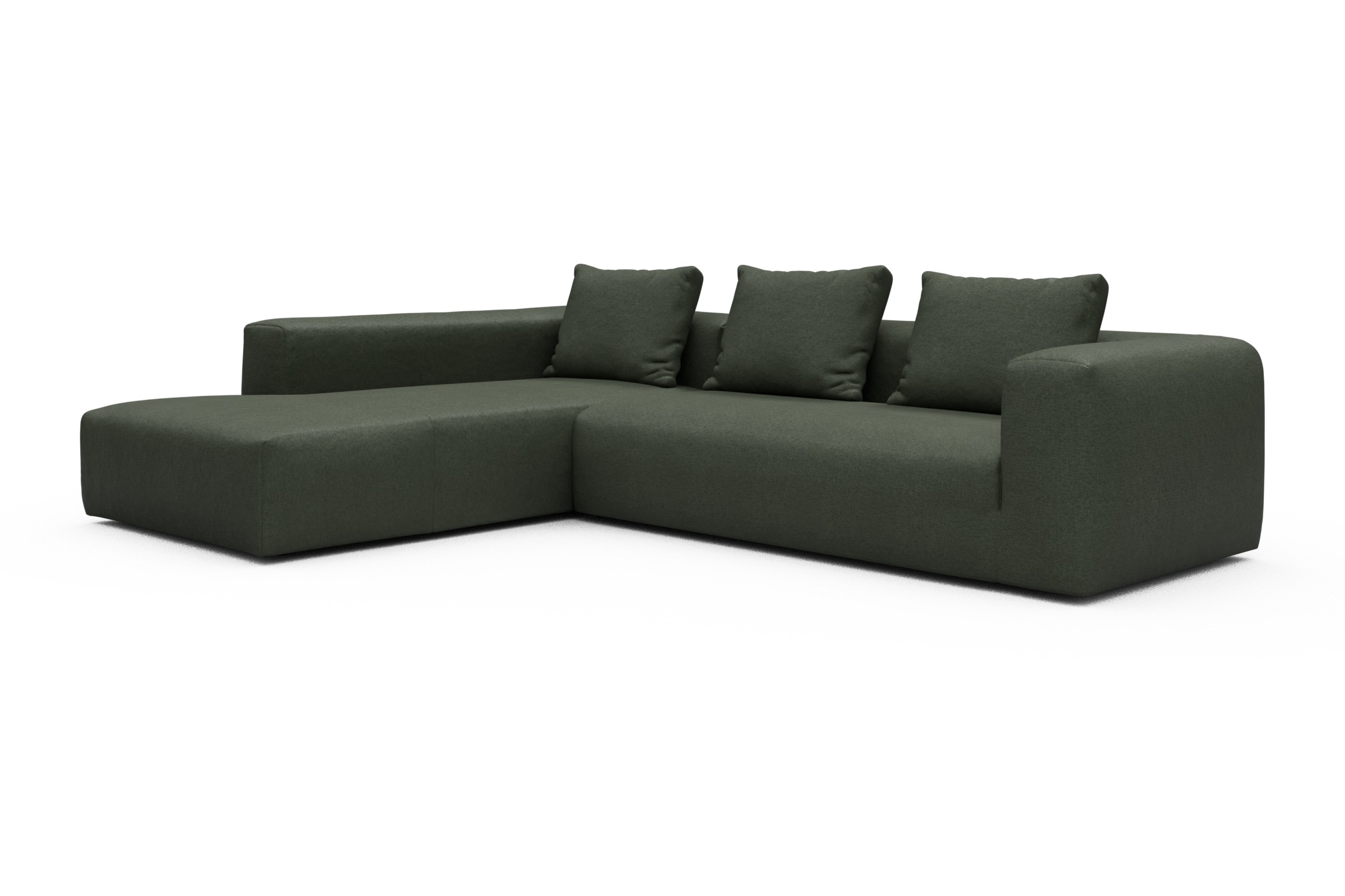 Ecksofa Fred Relax-Ecke links mit 2,5-Sitzer Denari-Forest-Green