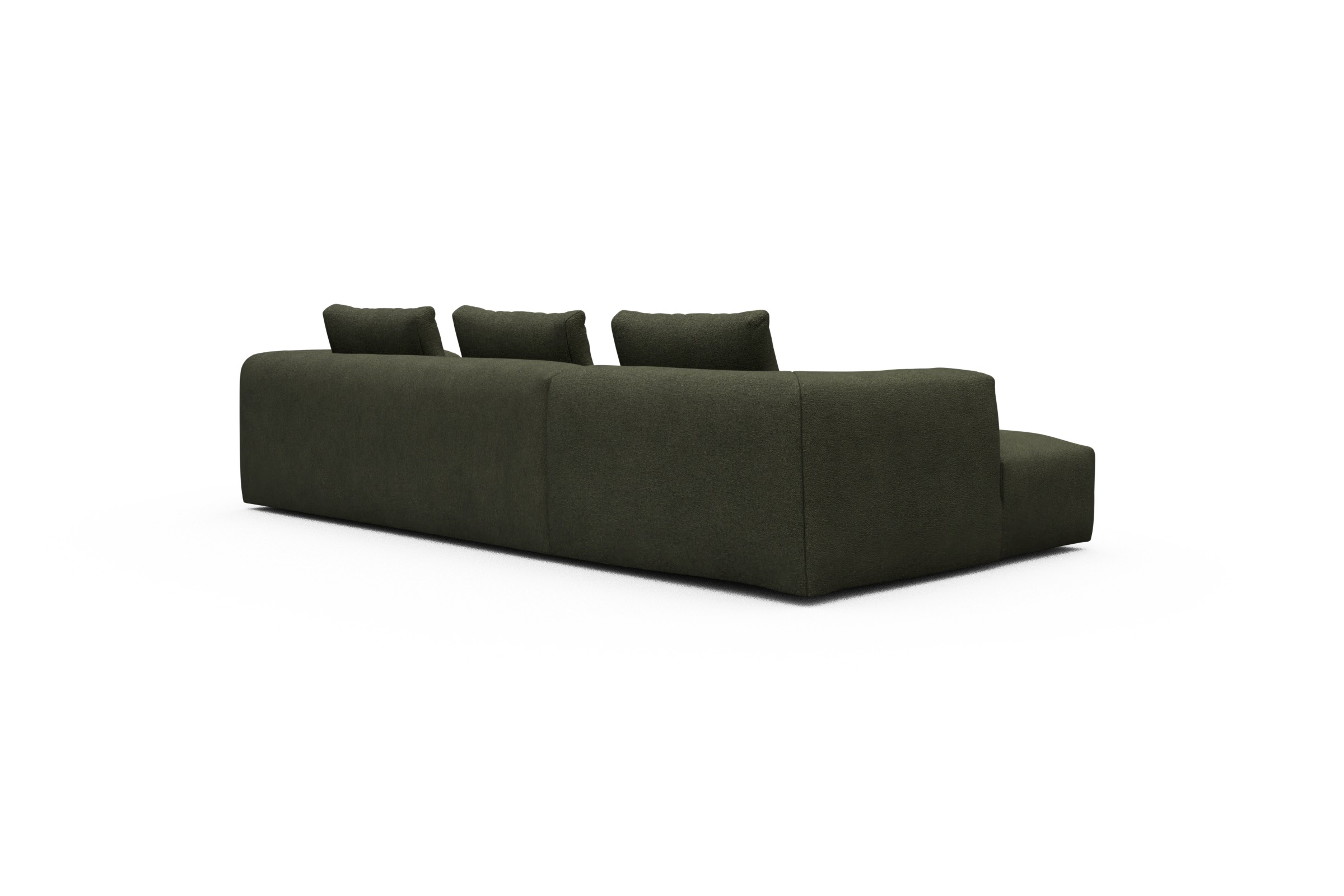 Ecksofa Fred Chaiselongue links mit 2,5-Sitzer Boucle-Forest-Green