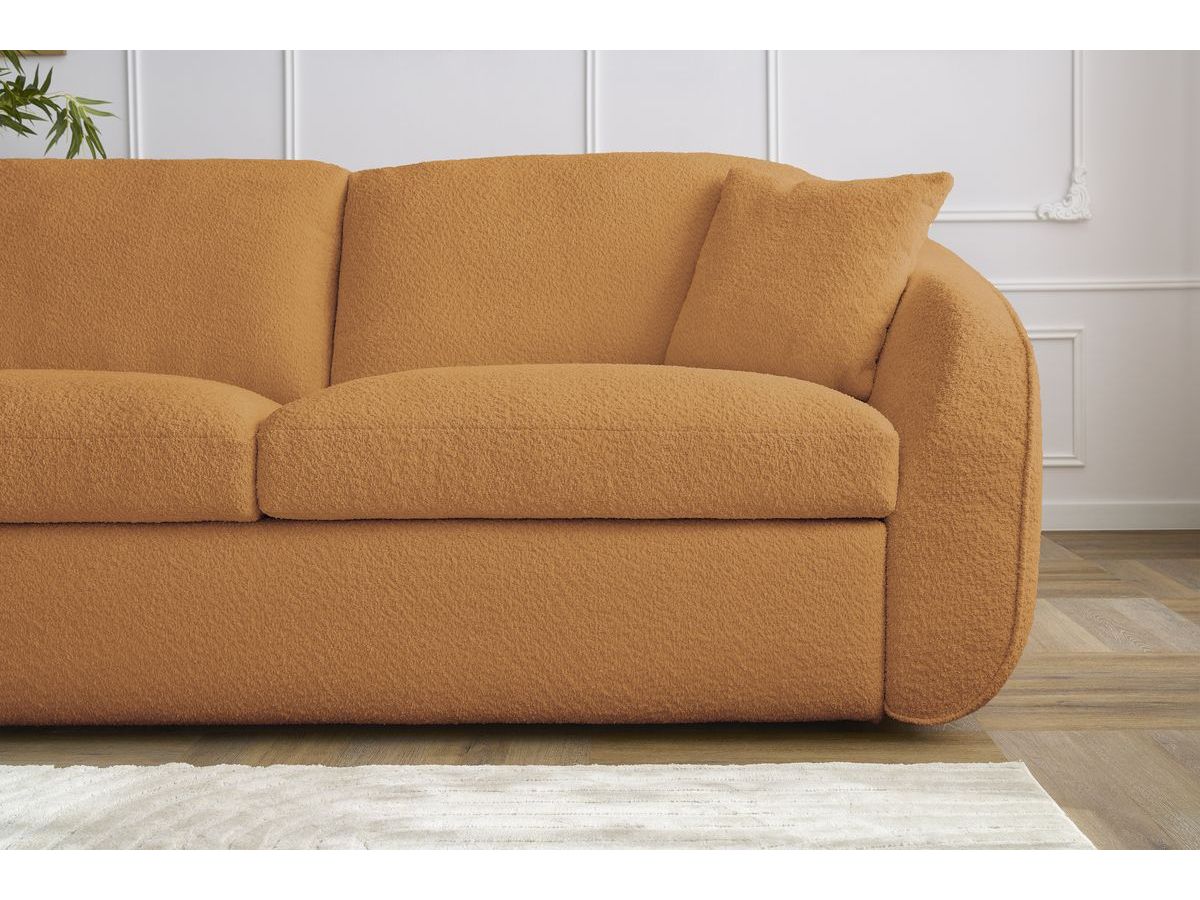 Bobochic Cezanne Schlafsofa 3-Sitzer Bouclé-Stoff Gelb, Liegefläche 140 × 194 cm