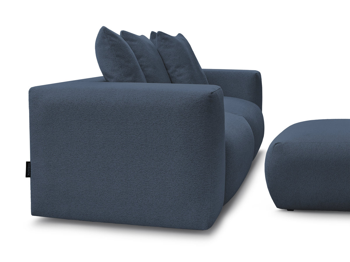 Bobochic Voltaire Sofa 4-Sitzer mit Pouf 248 × 100 cm Melange-Stoff Dunkelblau