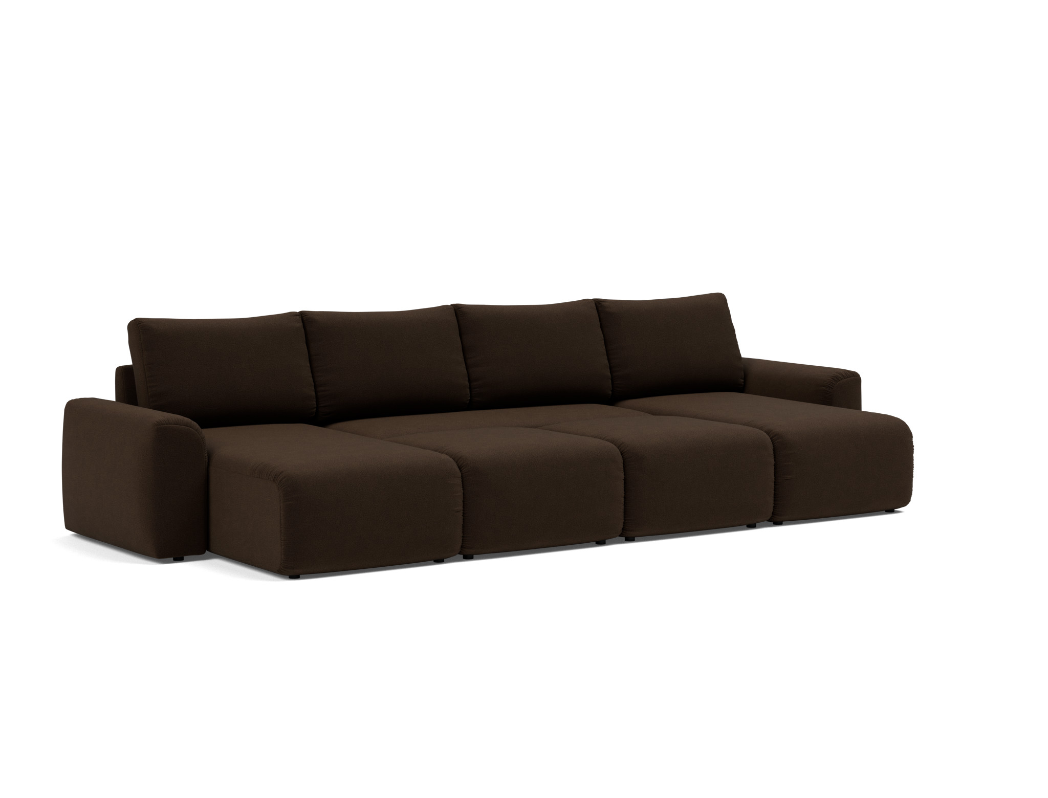 Schlafsofa Norum U-Form mit Chunky-Armlehnen Strukturierter Stoff Taura 358-Chocco