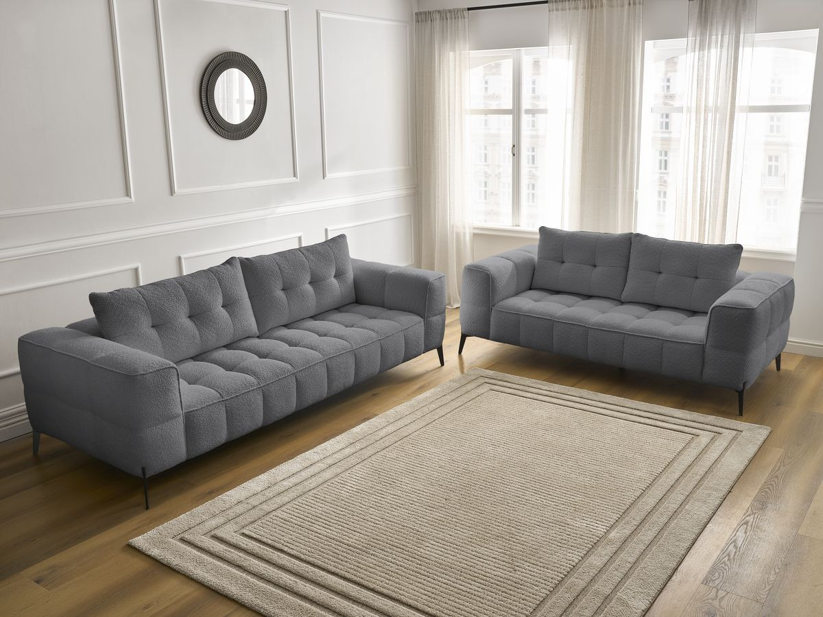 Bobochic Anis Sofa 5-Sitzer Bouclé-Stoff Dunkelgrau