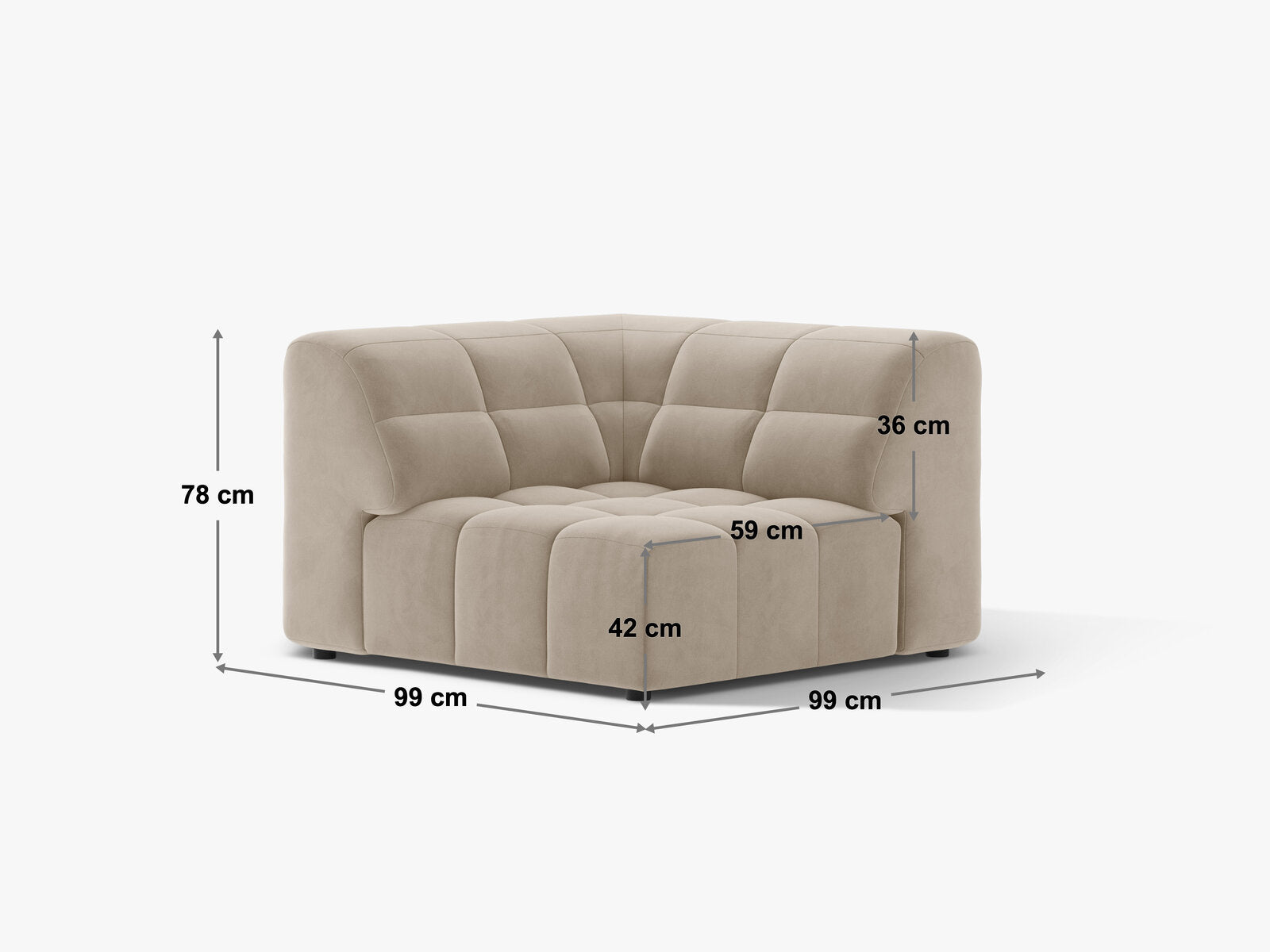 Micadoni Jennifer Eckmodul Samt Bluvel Grau