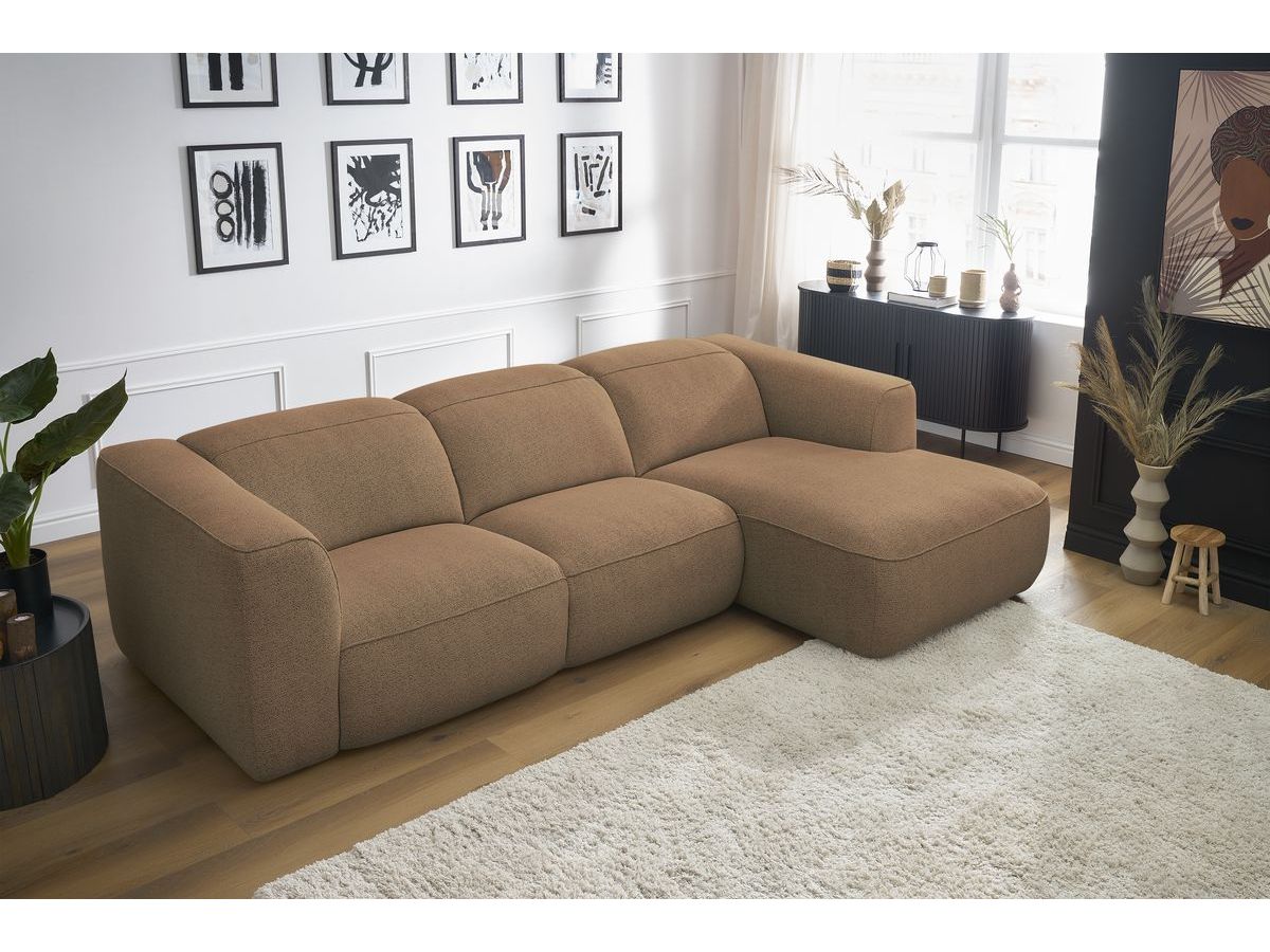 Bobochic William Ecksofa Melange-Stoff Orange Ecke rechts