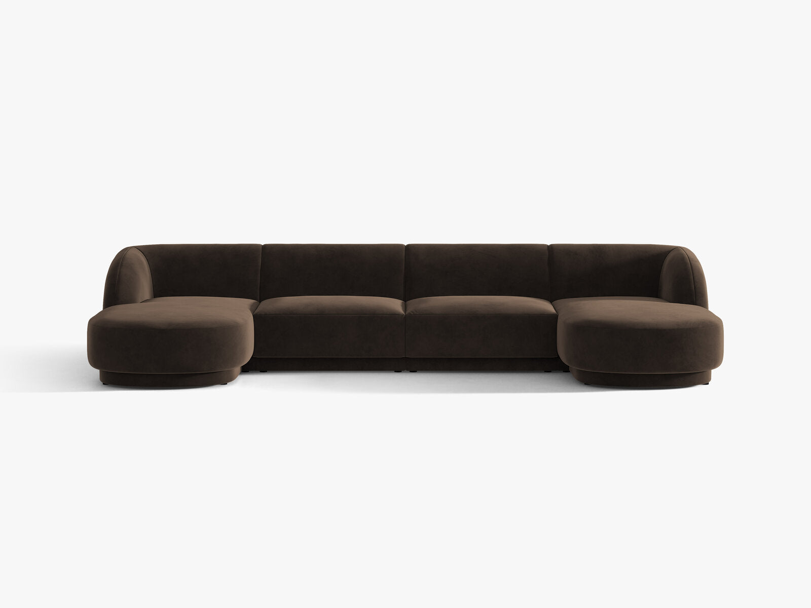 Micadoni Panorama-Sofa Miley 5-Sitzer Samt Bluvel Dunkelbraun