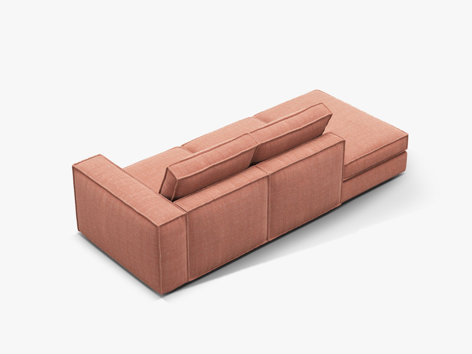 Micadoni modulares offenes Sofa Pola 3-Sitzer Links Strukturierter Stoff Babel Rot