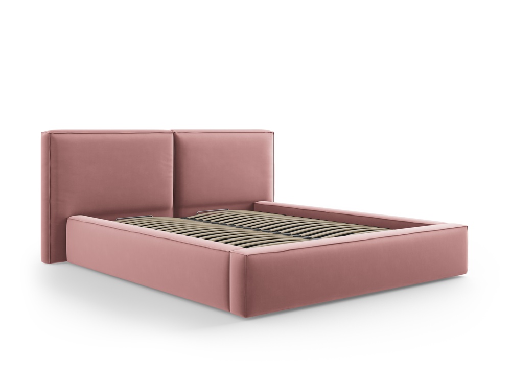 Cosmopolitan Design Stauraumbett mit doppeltem Kopfteil Arendal 180x200 Samt Bluvel Rosa