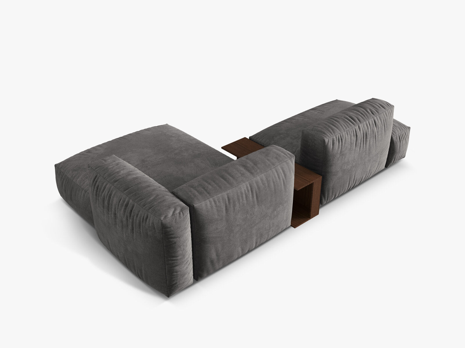 Micadoni Ecksofa Martina 2-Sitzer mit Couchtisch Rechts Samt Grau