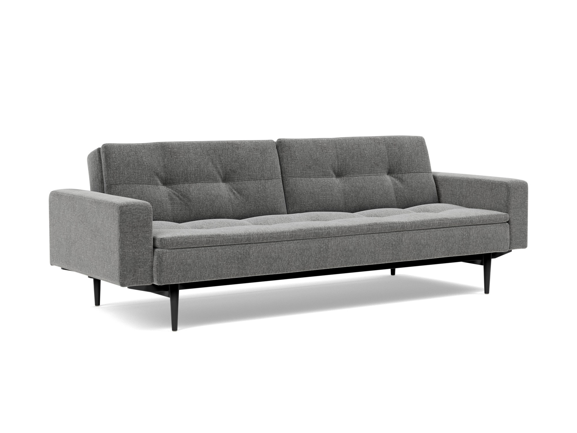 Schlafsofa Dublexo mit Armlehnen Strukturierter Stoff Twist 563-Charcoal Beine Styletto Eiche schwarz
