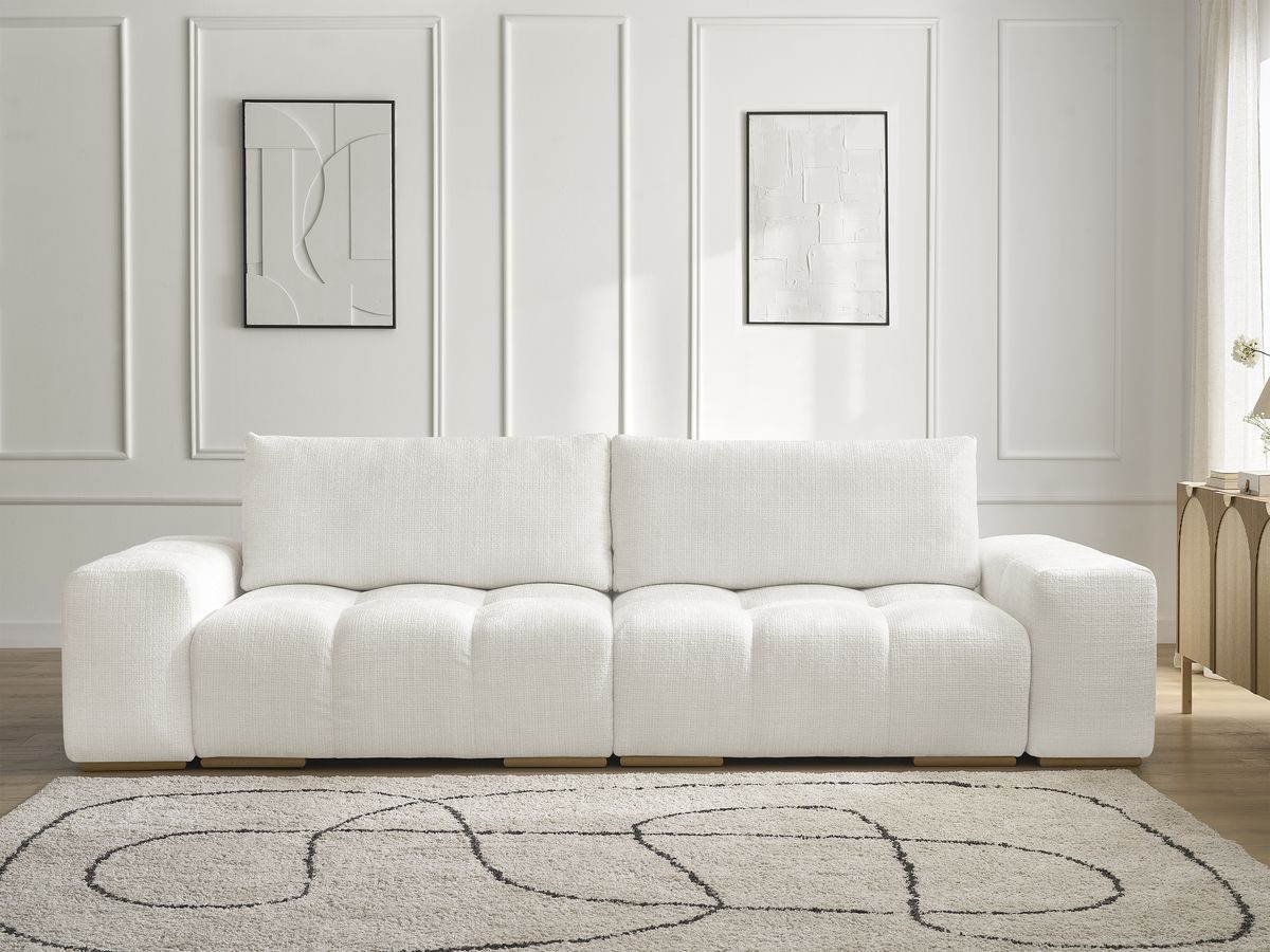 Bobochic Anakin Sofa 3-Sitzer, 2 Kissen Strukturstoff Weiß