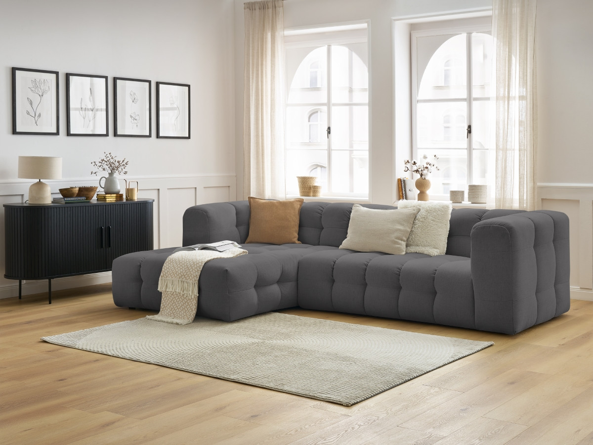 Bobochic Cloud Ecksofa 288 × 184 cm Stoff Dunkelgrau Ecke links
