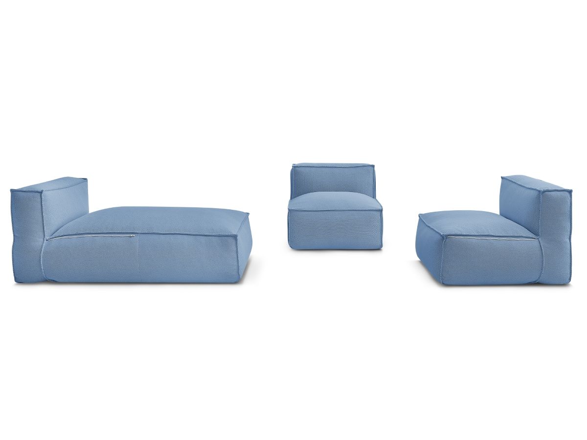 Bobochic Biarritz Gartensofa 3-Sitzer Melange-Stoff Blau