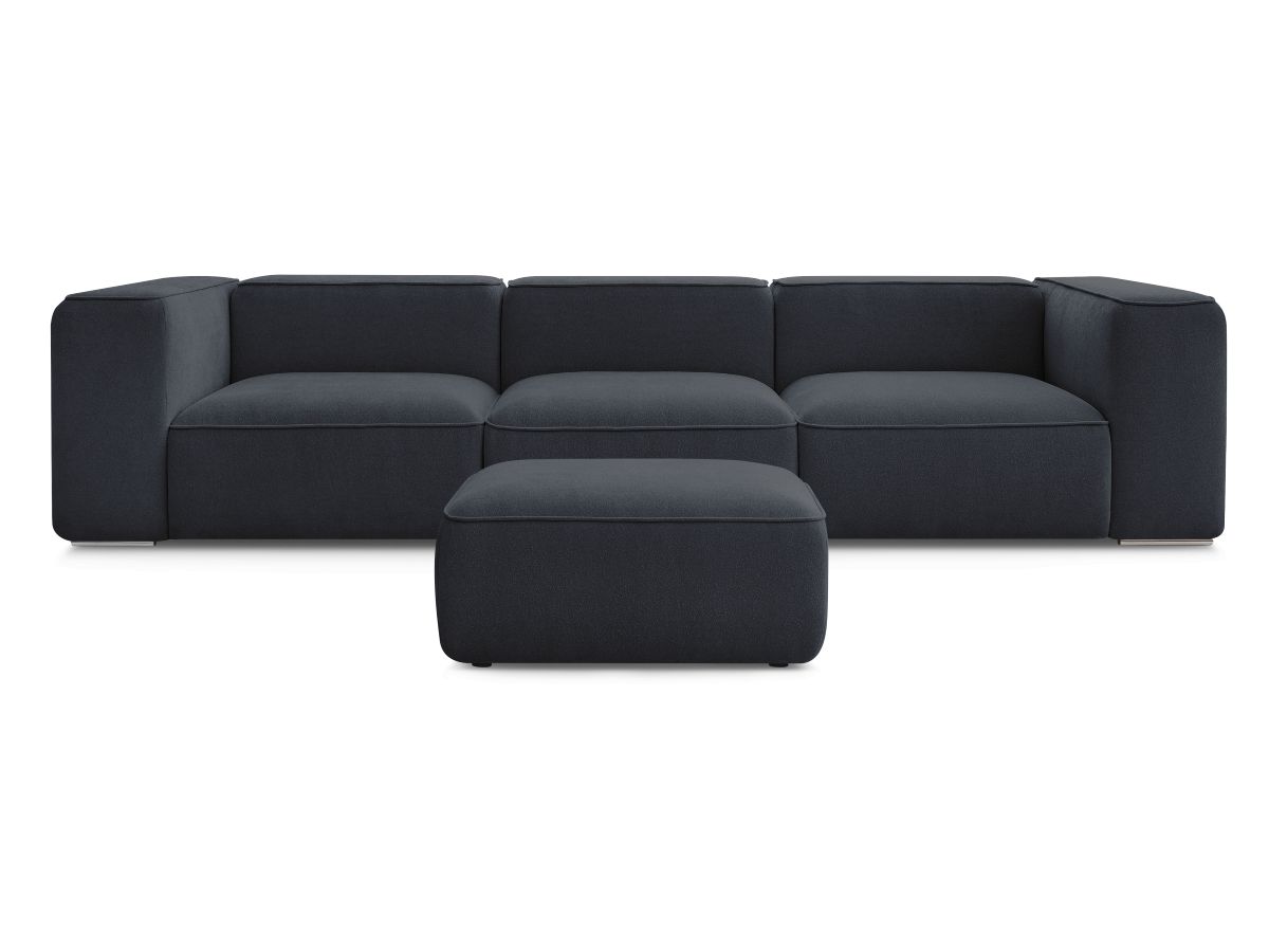Bobochic Zephyr Sofa 4-Sitzer mit Pouf Strukturstoff Dunkelblau