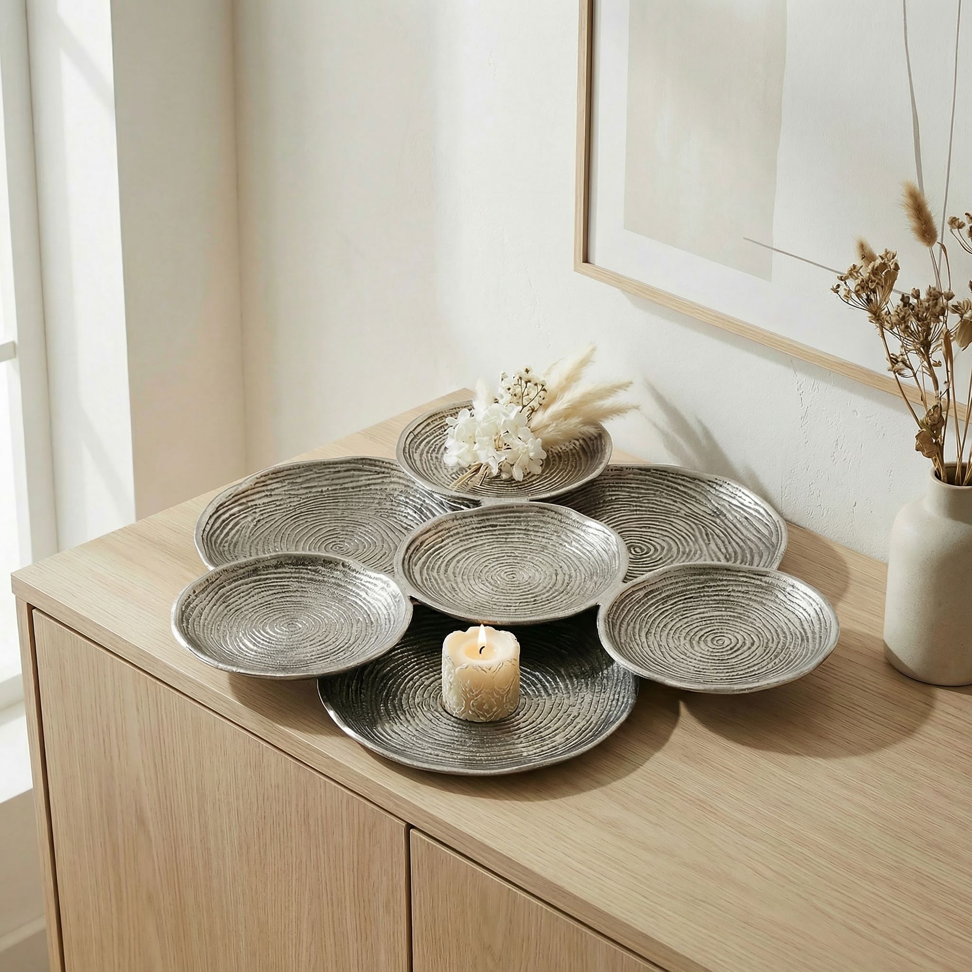Dekoschale Lomen Aluminium Silber Ø 44 cm