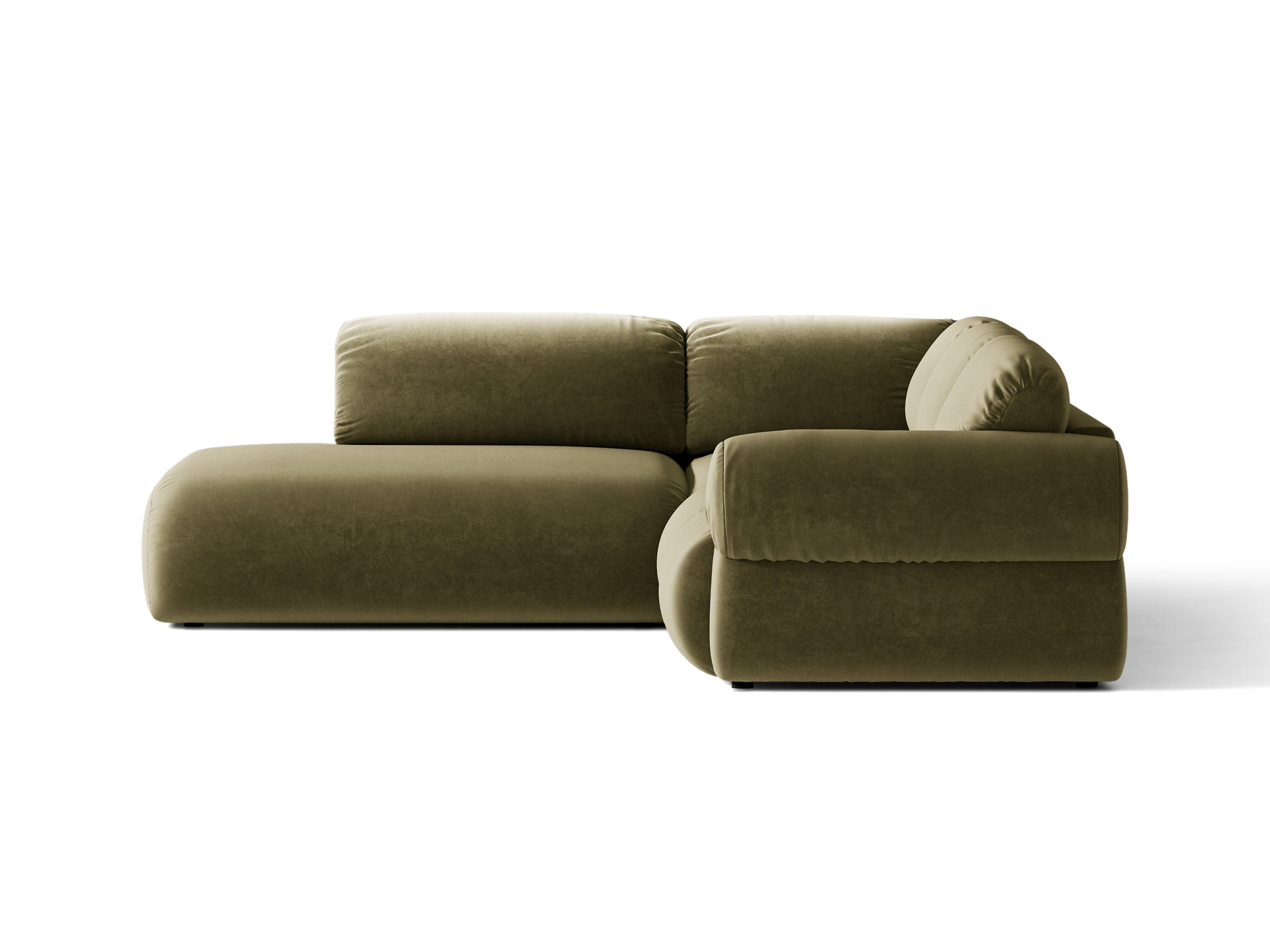 Micadoni Ophelia Ecksofa 289 cm Links Samt Salvador Grün