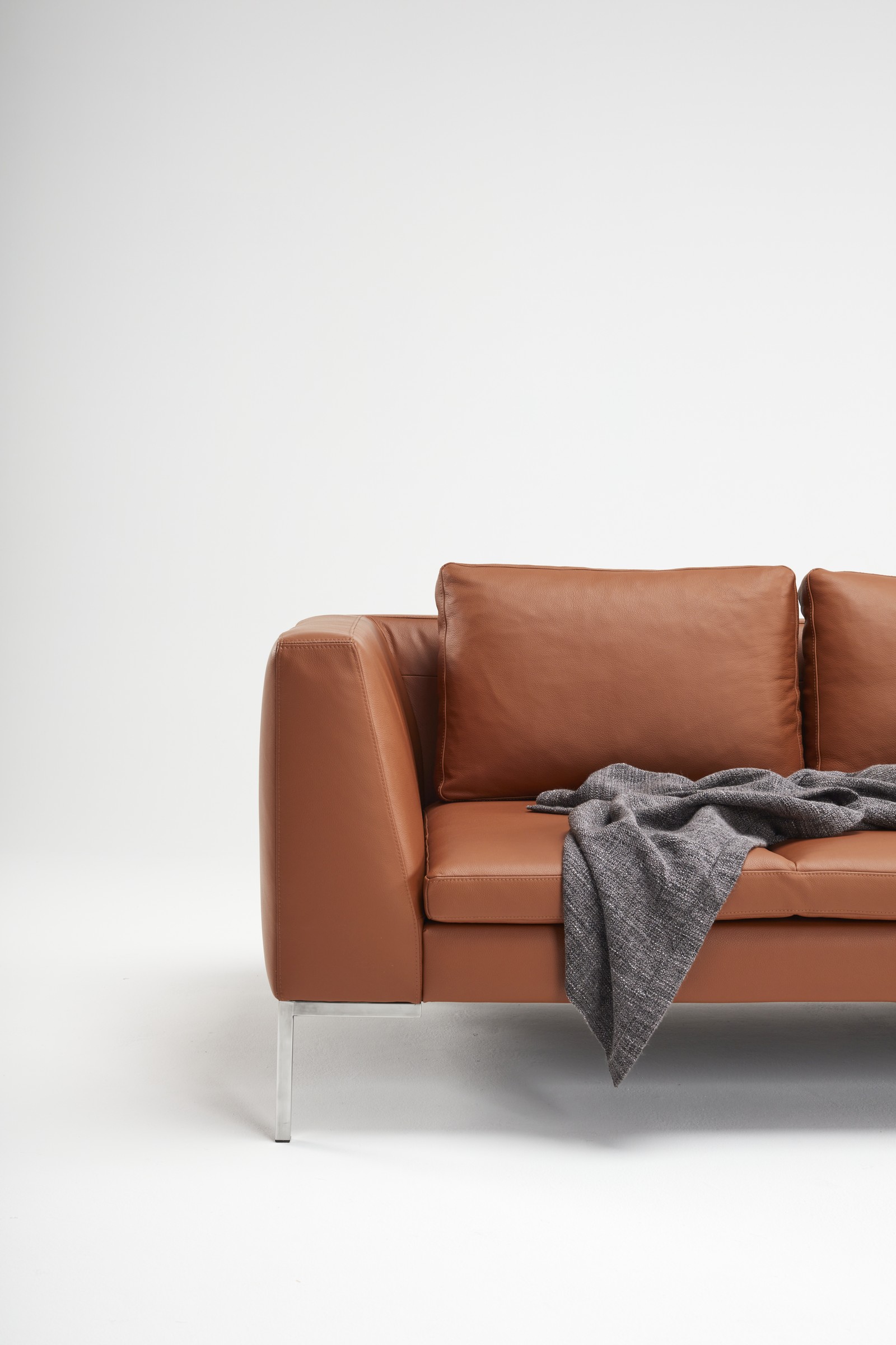 Ecksofa Marvin Relax-Ecke rechts mit 3-Sitzer Leder Iowa 711-Iowa-Cognac