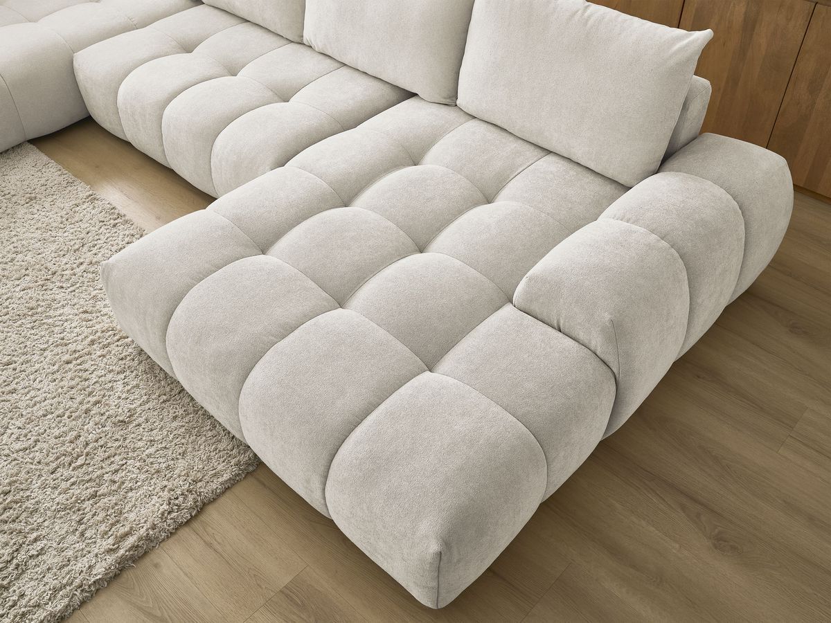 Bobochic Everest Wohnlandschaft, 6 Kissen Strukturstoff Beige Ecke rechts