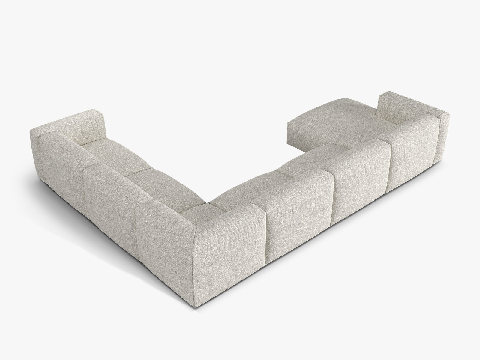 Micadoni modulares Ecksofa XL Martina 6-Sitzer Rechts Boucle Monet Grau Beige Melange