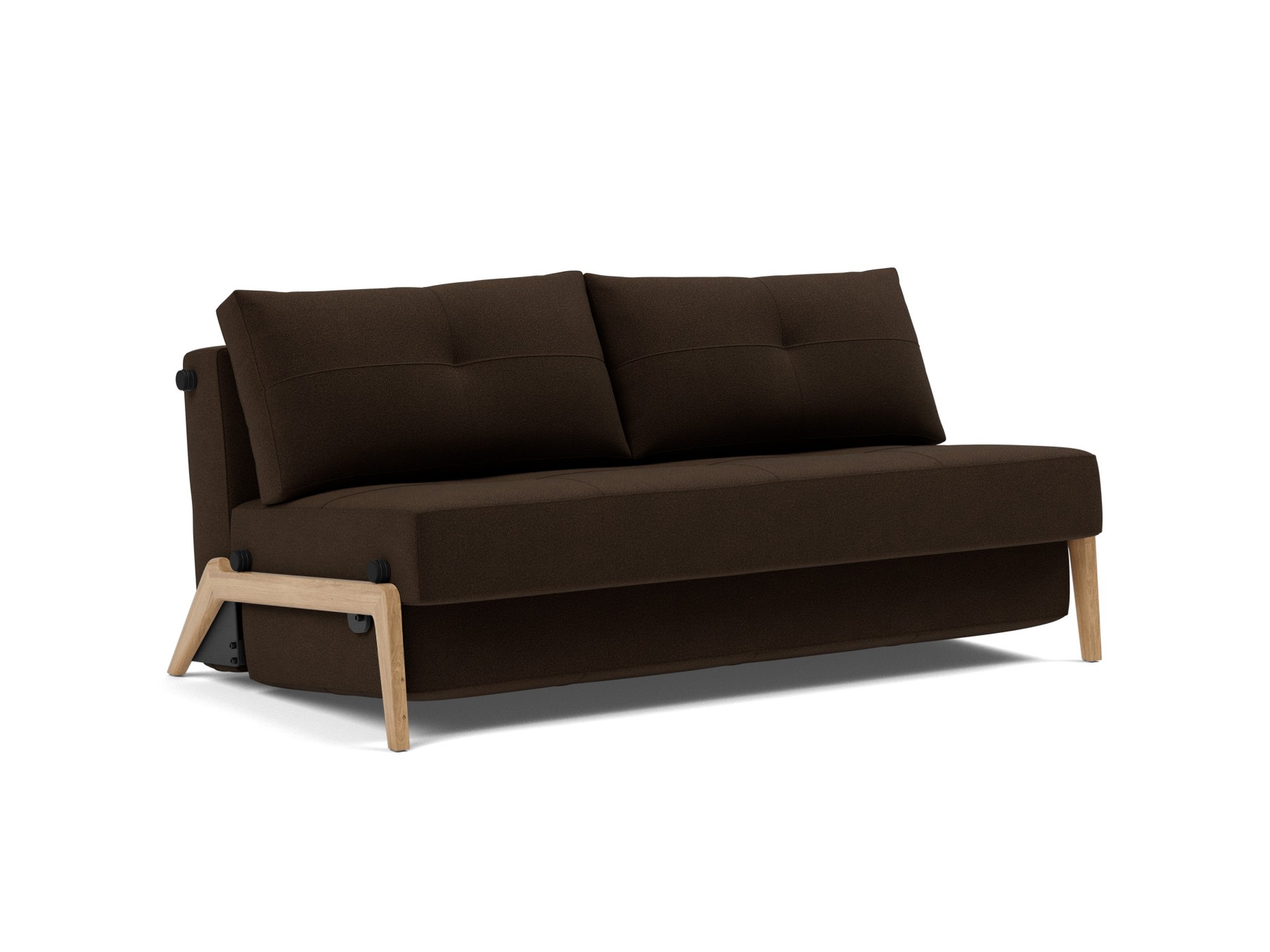 Schlafsofa Cubed 160 Strukturierter Stoff Taura 358-Chocco Beine Eiche