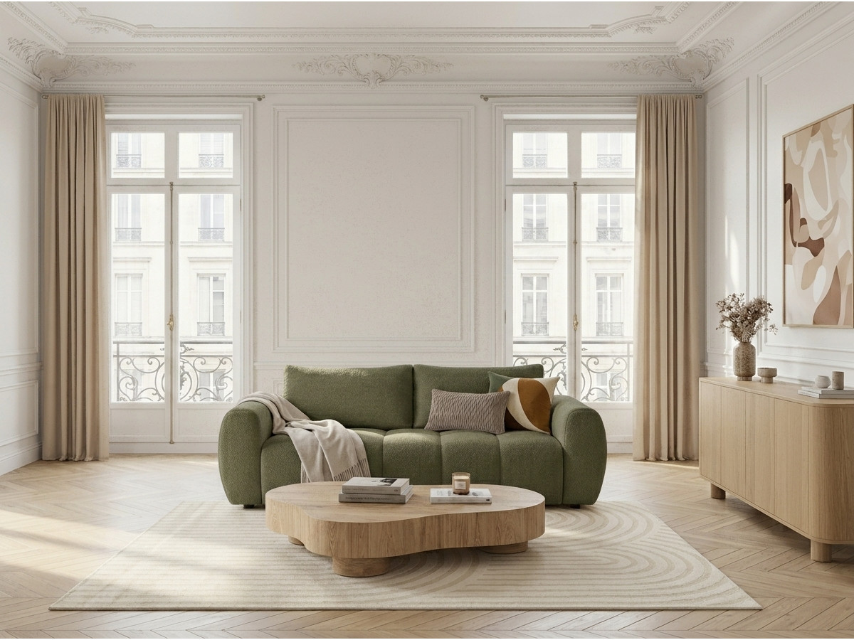 Bobochic Fuji Schlafsofa 3-Sitzer Stoff Grün