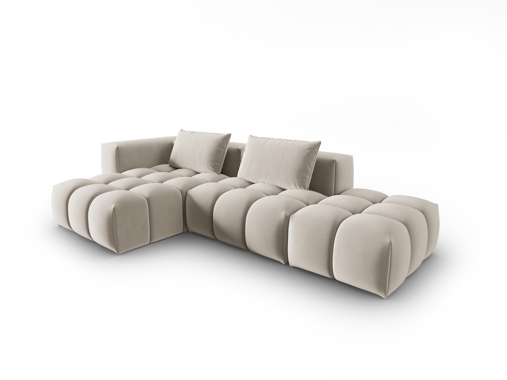 Cosmopolitan Design Ecksofa Verona 4-Sitzer offen Samt Casino Ecru Links