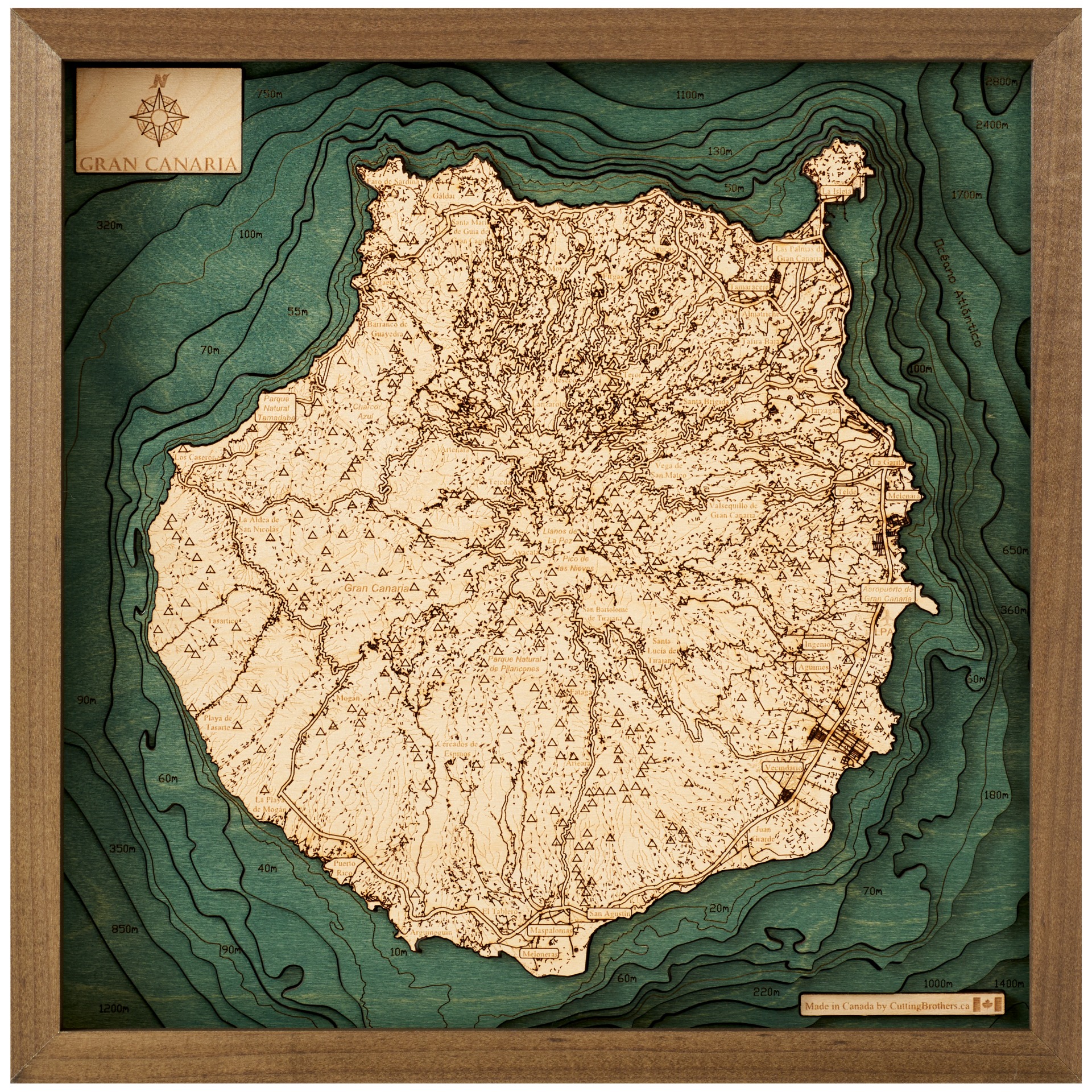 Cutting Brothers 3D Holz-Wandkarte Gran Canaria 35 x 35 moebelfaktor