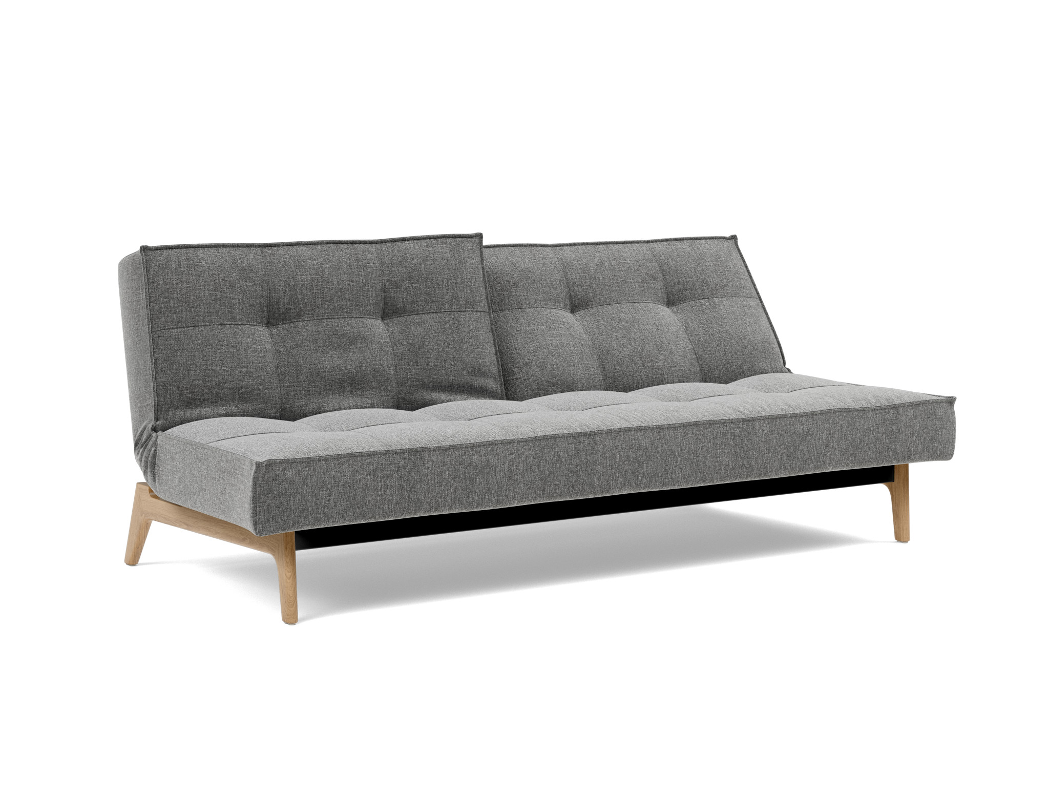 Schlafsofa Splitback Strukturierter Stoff Twist 563-Charcoal Beine Eiche