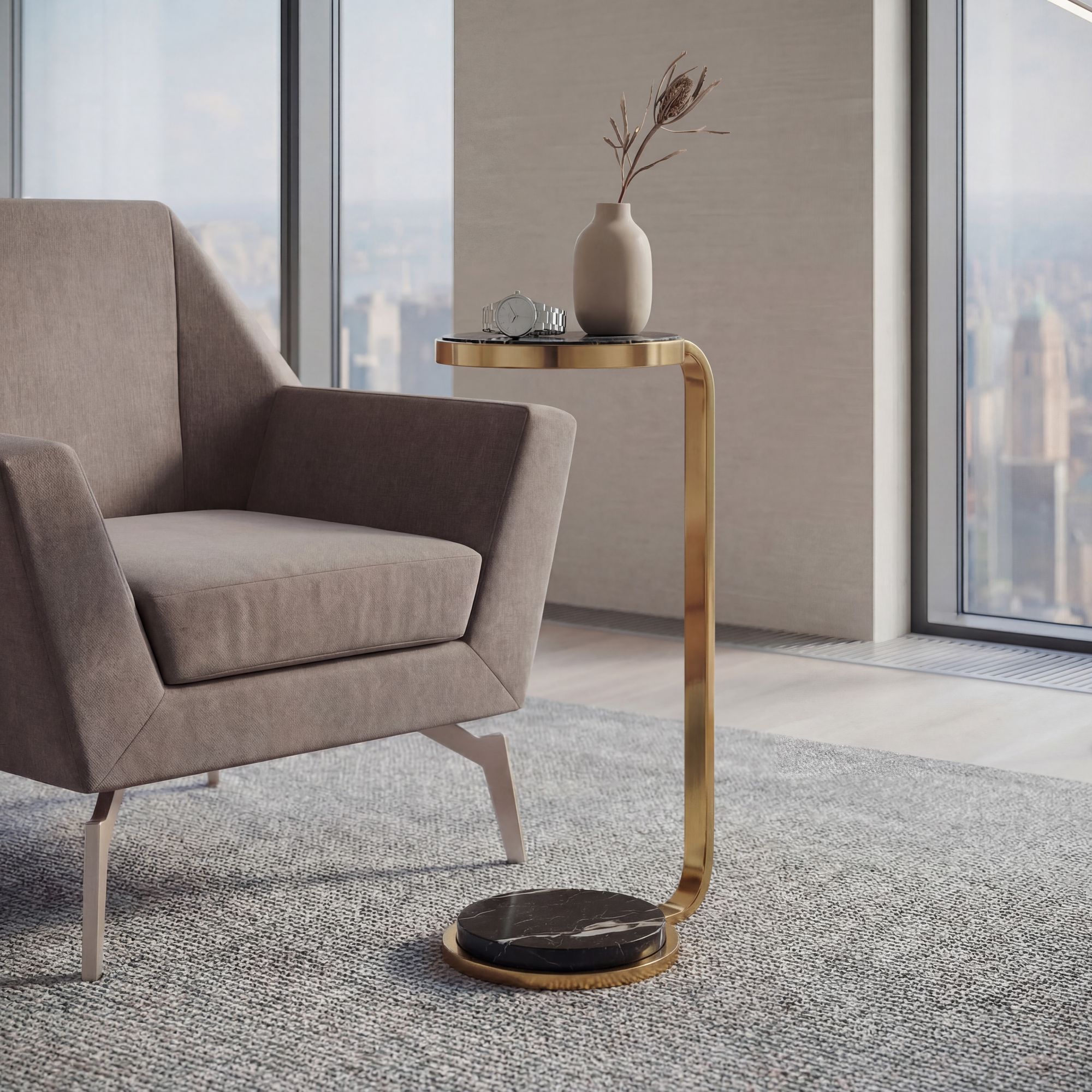 Beistelltisch Salangen Marmor Gold Ø 26 cm