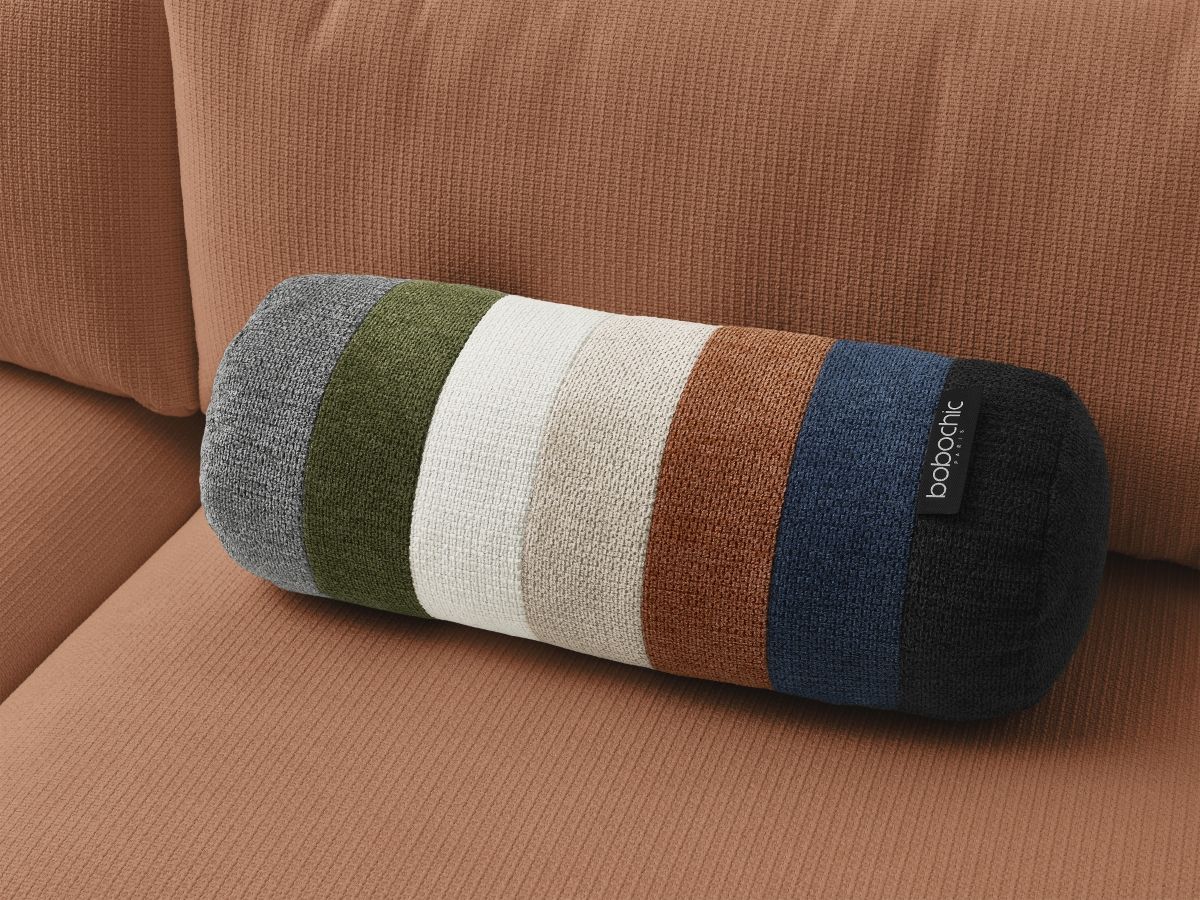 Bobochic Ezechiel Schlafsofa 3-Sitzer mit Bettkasten Melange-Stoff Orange