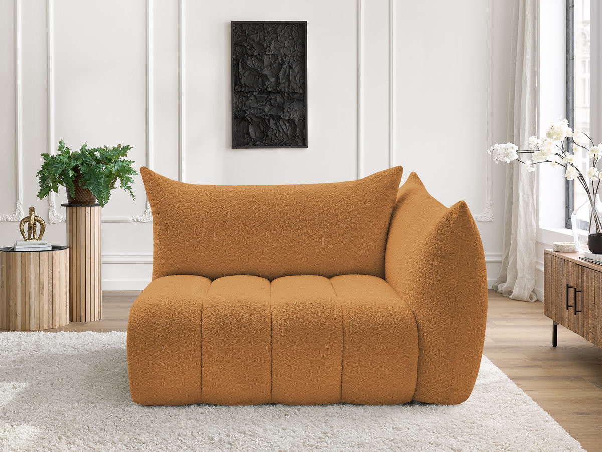 Bobochic Azra Sofamodul 2-Sitzer 143 × 112 cm Bouclé-Stoff Gelb Ecke rechts
