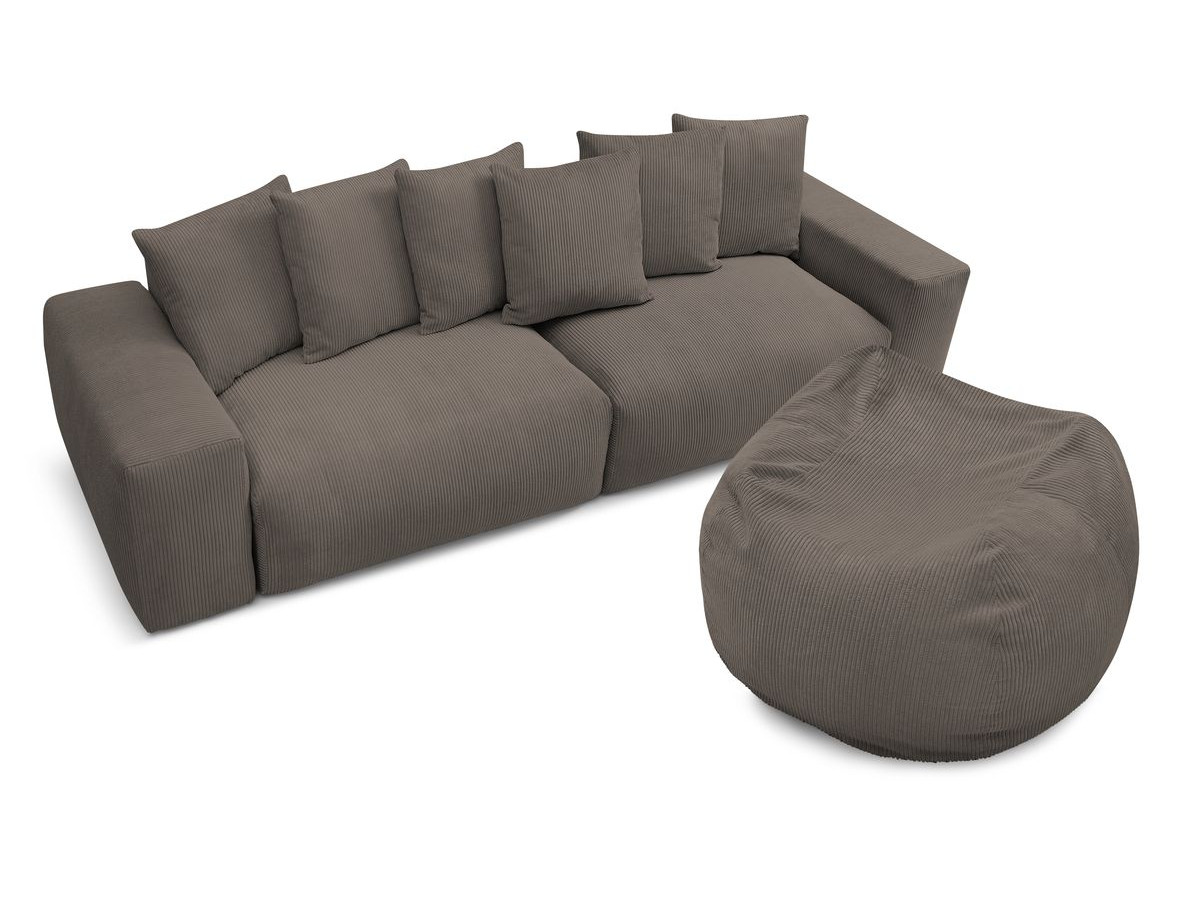 Bobochic Voltaire Sofa 5-Sitzer mit Pouf Cordsamt Taupe