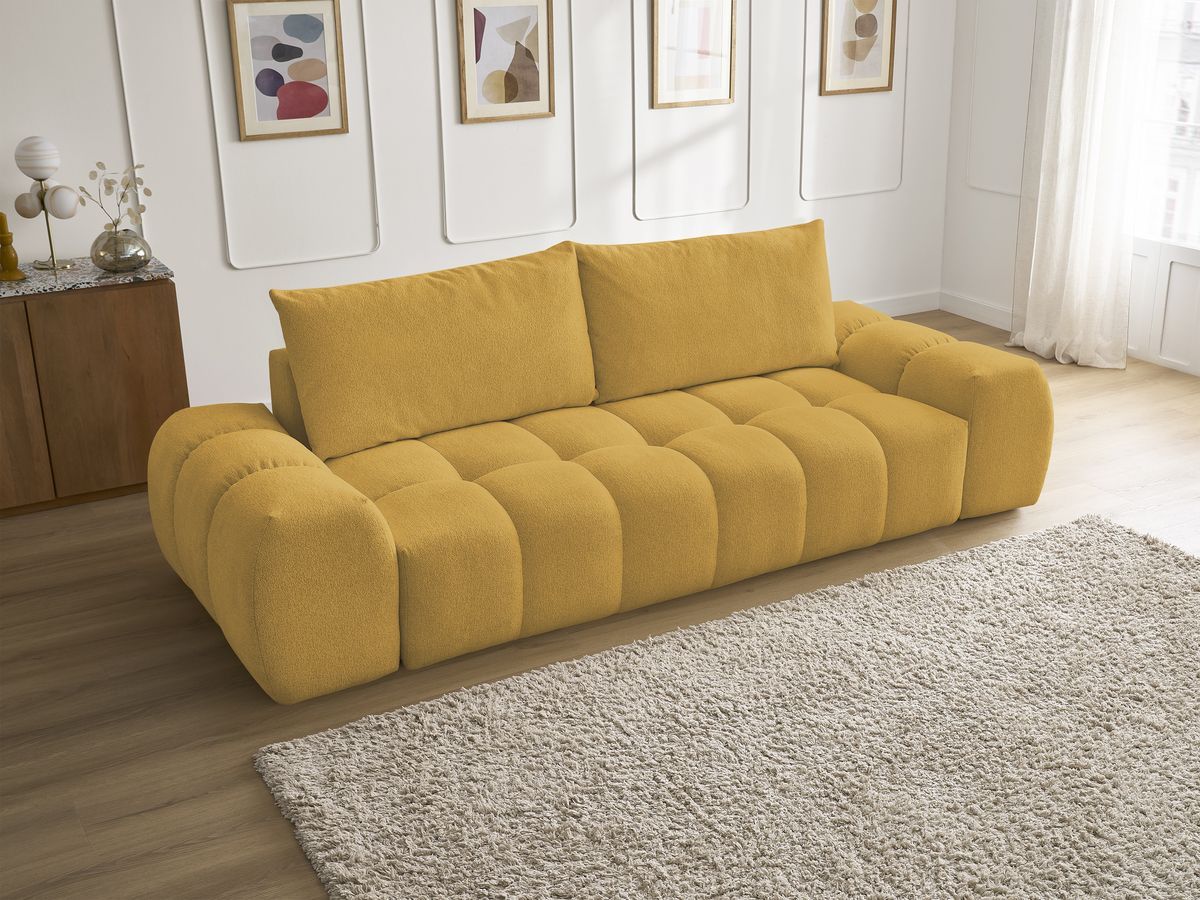 Bobochic Everest Sofa 3-Sitzer, 2 Kissen Melange-Stoff Gelb