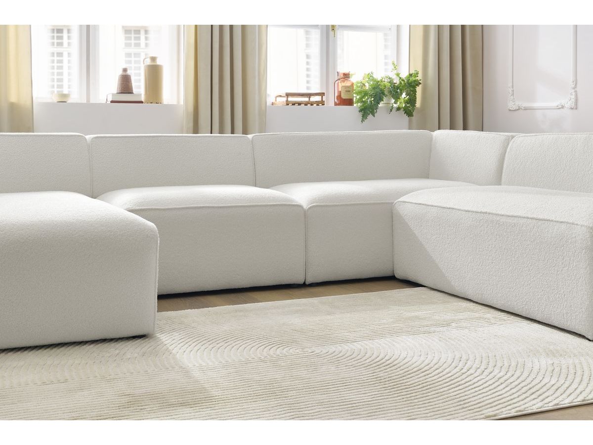Bobochic Megeve Wohnlandschaft Bouclé-Stoff Weiß Ecke links