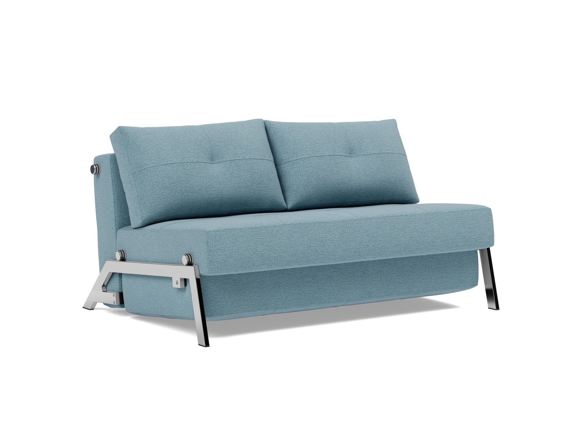 Schlafsofa Cubed 140 Flachgewebe Mixed Dance 525-Light-Blue Beine Chrom