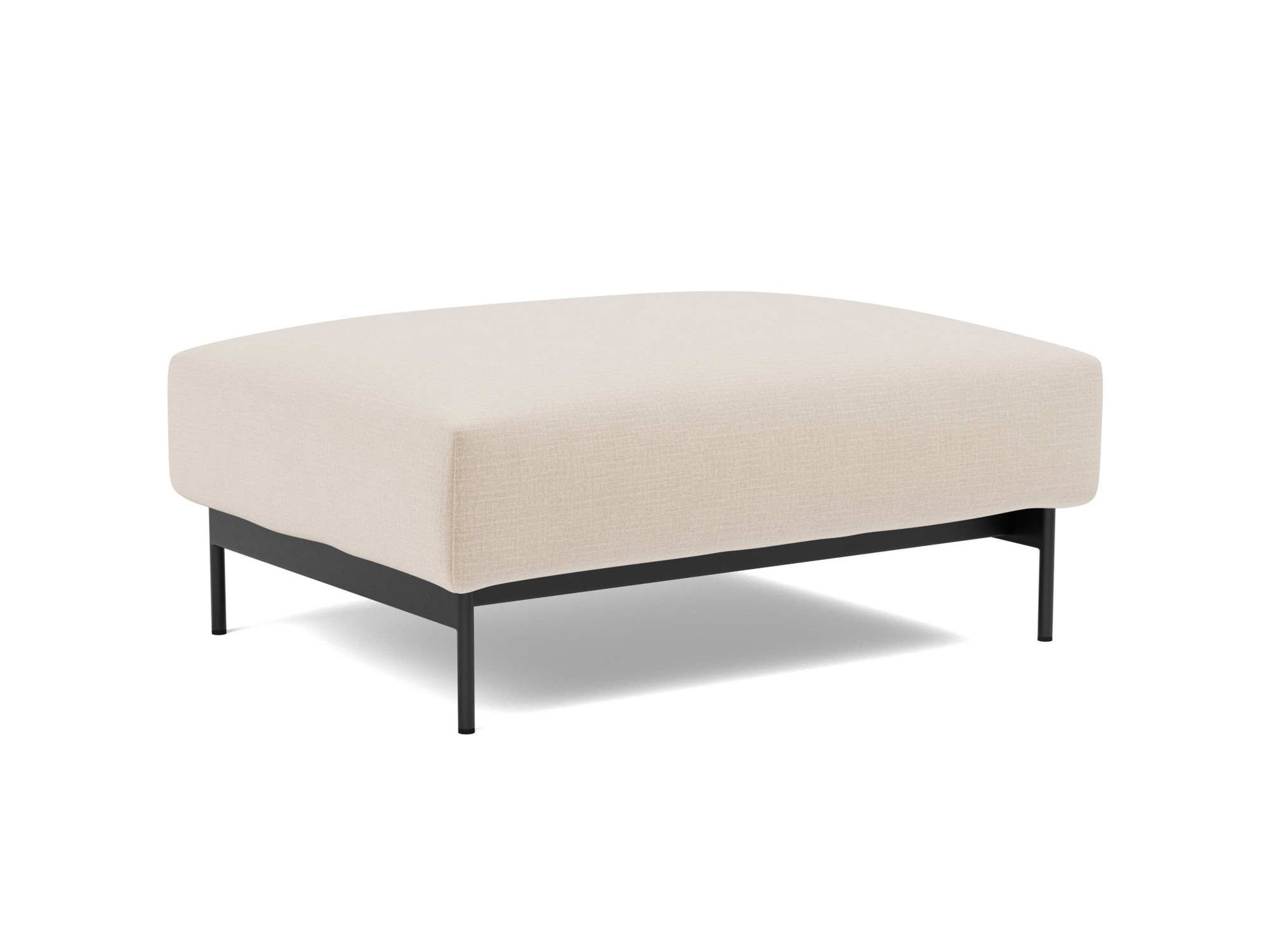 Hocker Malloy Chenille Esina 410-Almond-Beige Beine Schwarzes Metall