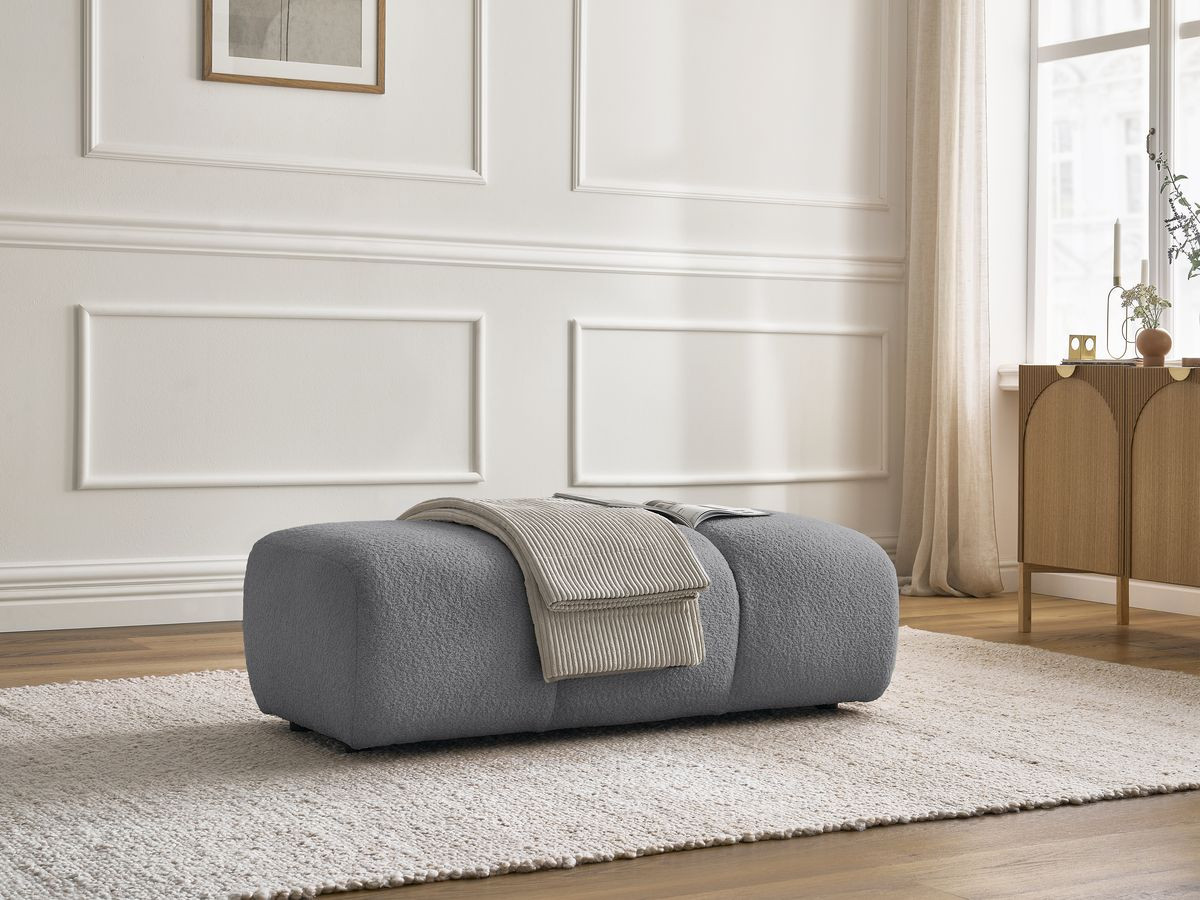 Bobochic Pamira Pouf Bouclé-Stoff Dunkelgrau
