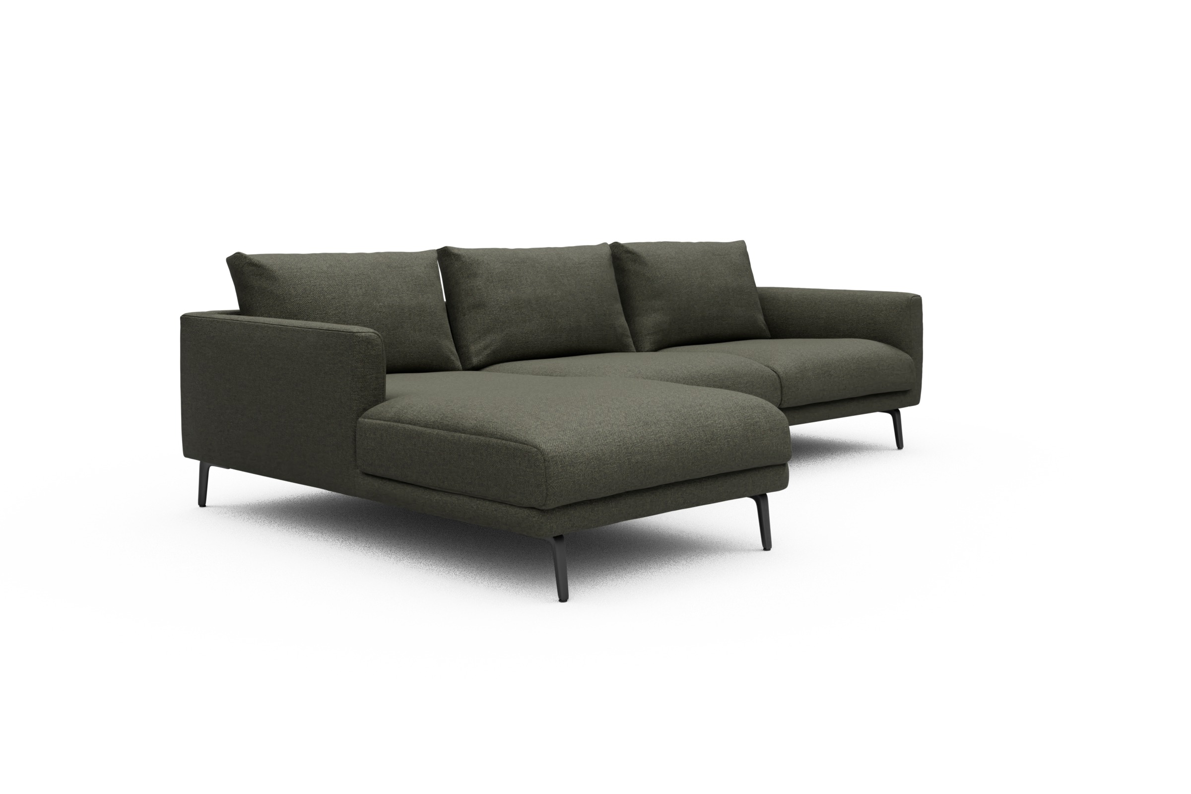 Ecksofa Karl Chaiselongue links mit 2,5-Sitzer Sama-Winter-Moss