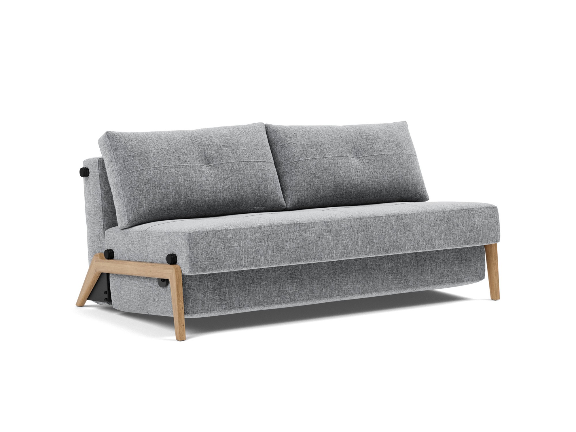 Schlafsofa Cubed 160 Strukturierter Stoff Twist 565-Granite Beine Eiche