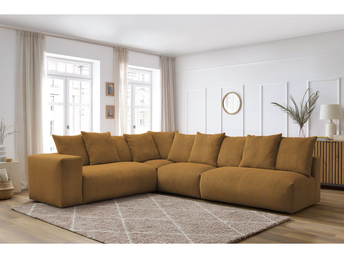 Bobochic Voltaire Ecksofa 322 × 268 cm Cordsamt Gelb Ecke links