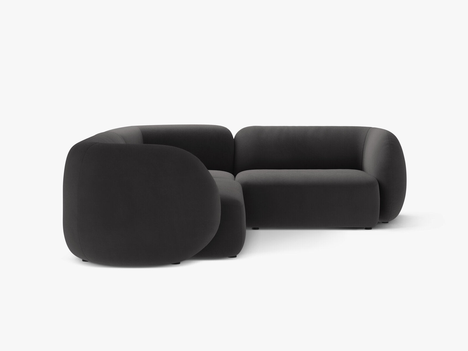 Micadoni Ecksofa Kate 4-Sitzer Rechts Samt Dunkelgrau