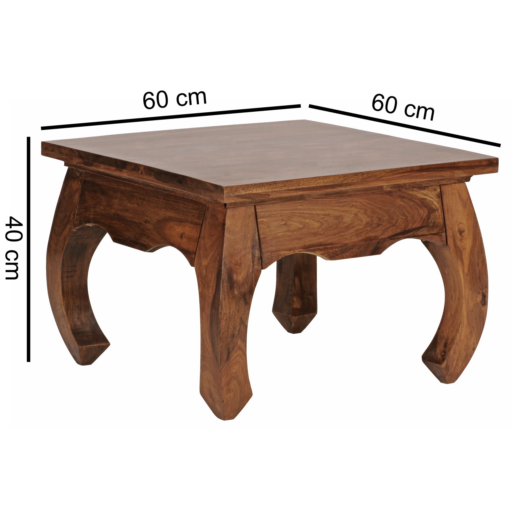 Couchtisch Rognan Massivholz Dunkelbraun 60 × 60 cm
