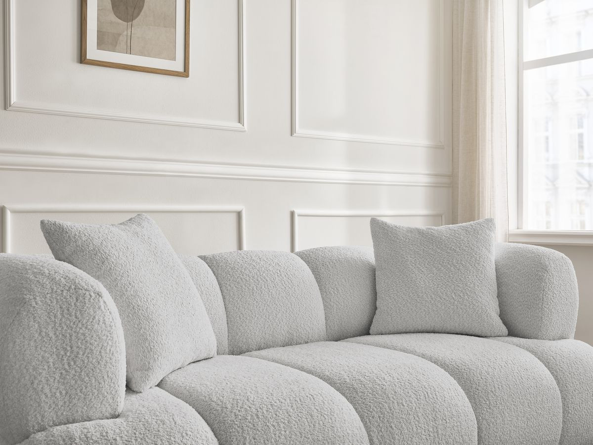 Bobochic Pamira Sofa 2-Sitzer Bouclé-Stoff Hellgrau