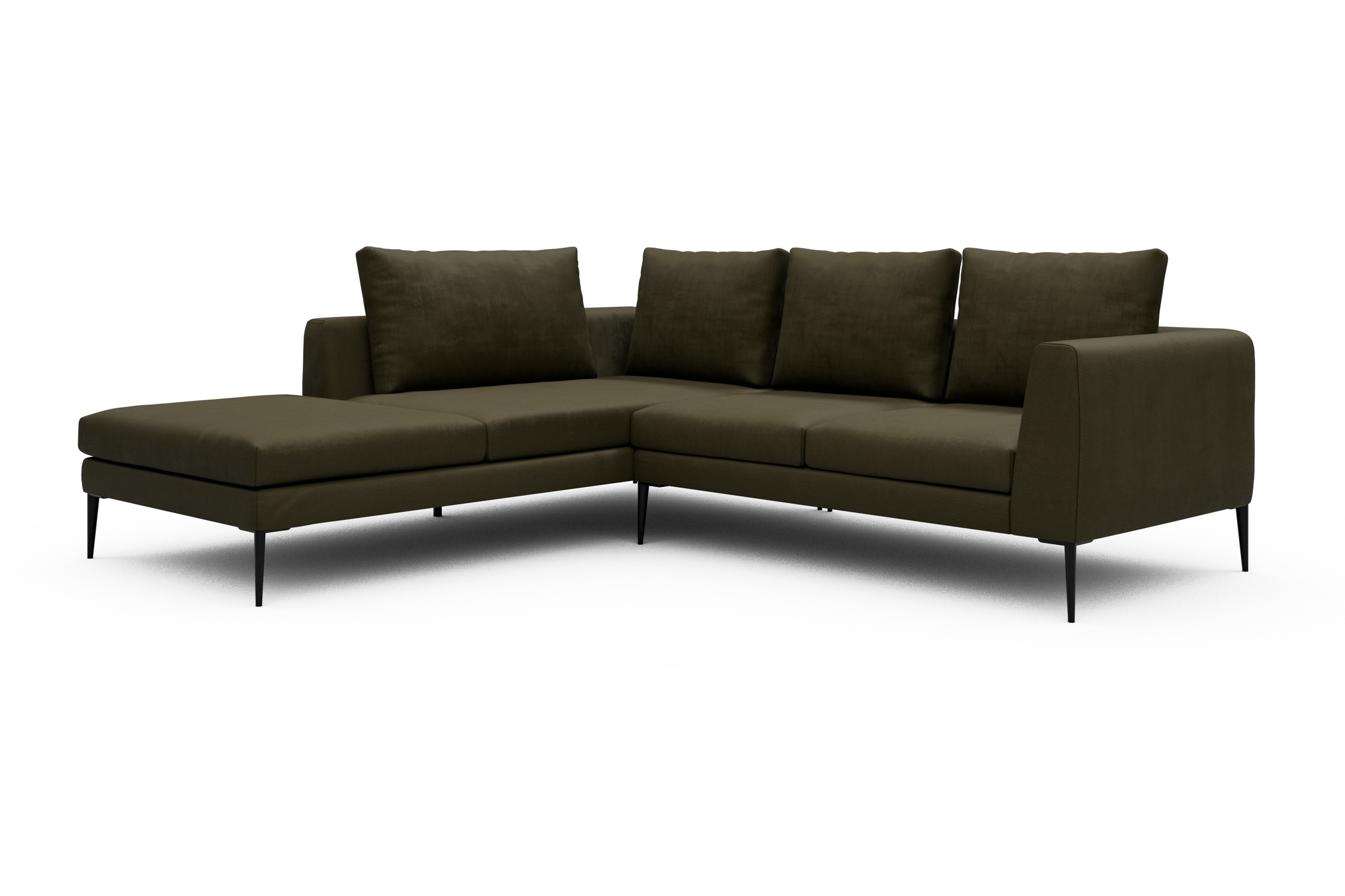 Ecksofa Paul Relax-Ecke links mit 2-Sitzer Cordufine-Pine-Green