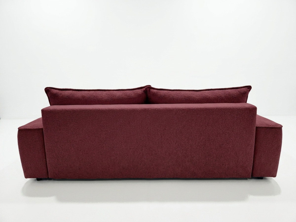 Bobochic Honore Schlafsofa 3-Sitzer mit Bettkasten Chenille Rot