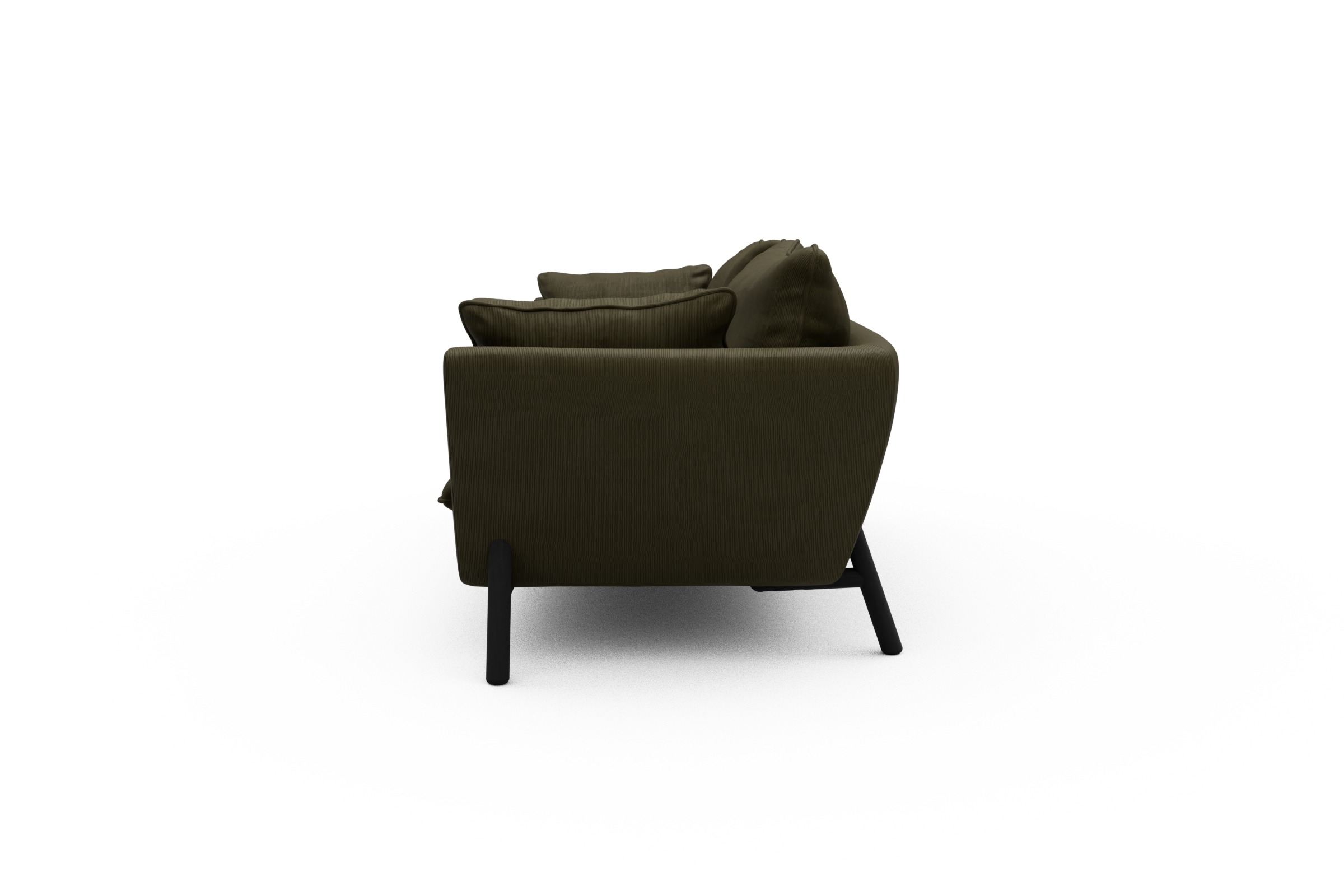 Sofa Emil PREMIUM 3-Sitzer Beinfarbe Eiche Schwarz Cordufine-Pine-Green