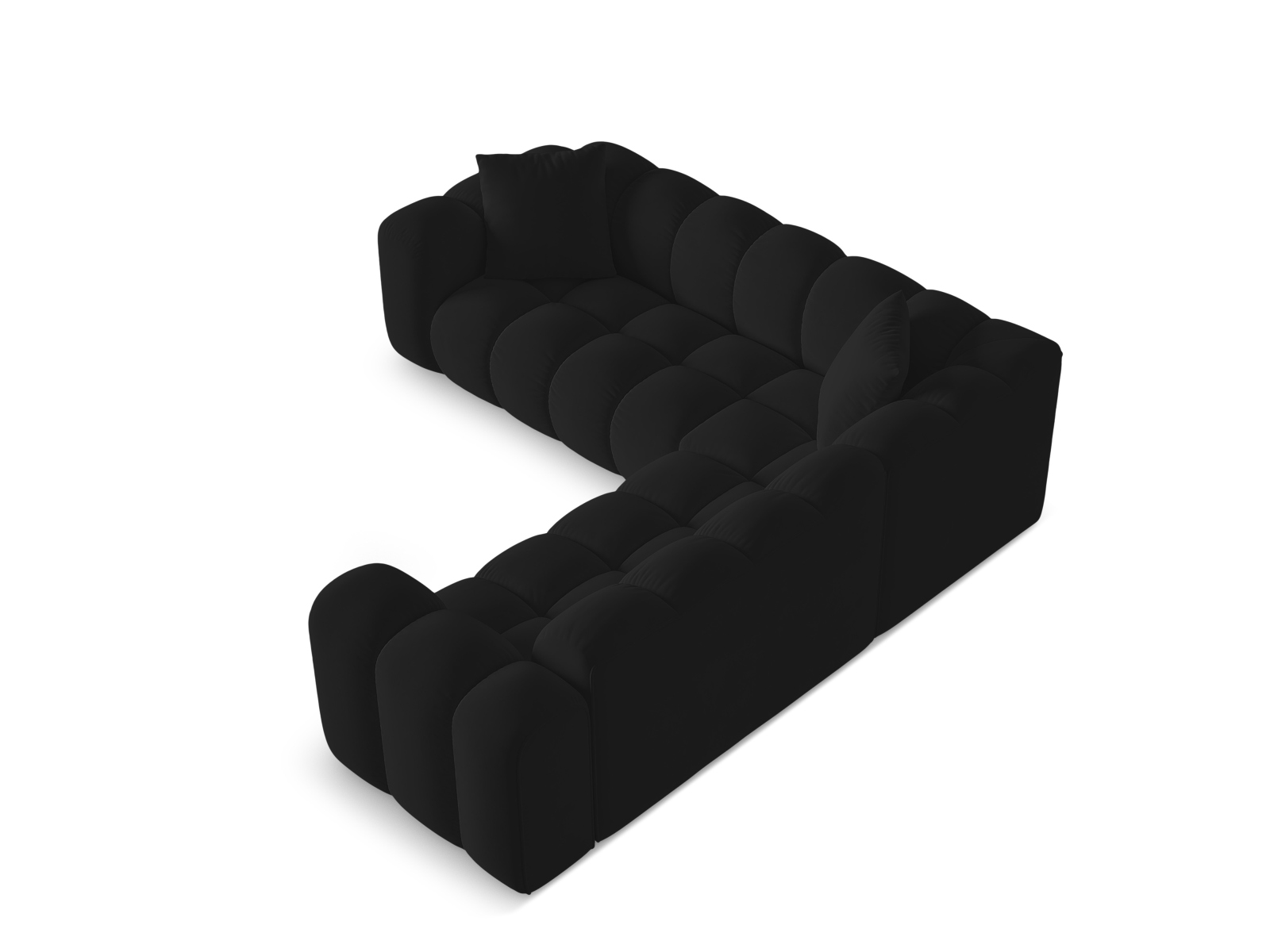 Cosmopolitan Design Symmetrisches Ecksofa Treno 3-Sitzer Samt Bluvel Schwarz