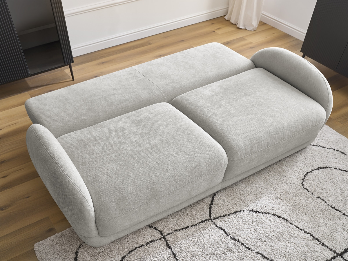 Bobochic Monica Schlafsofa 3-Sitzer mit Bettkasten Stoff Hellgrau