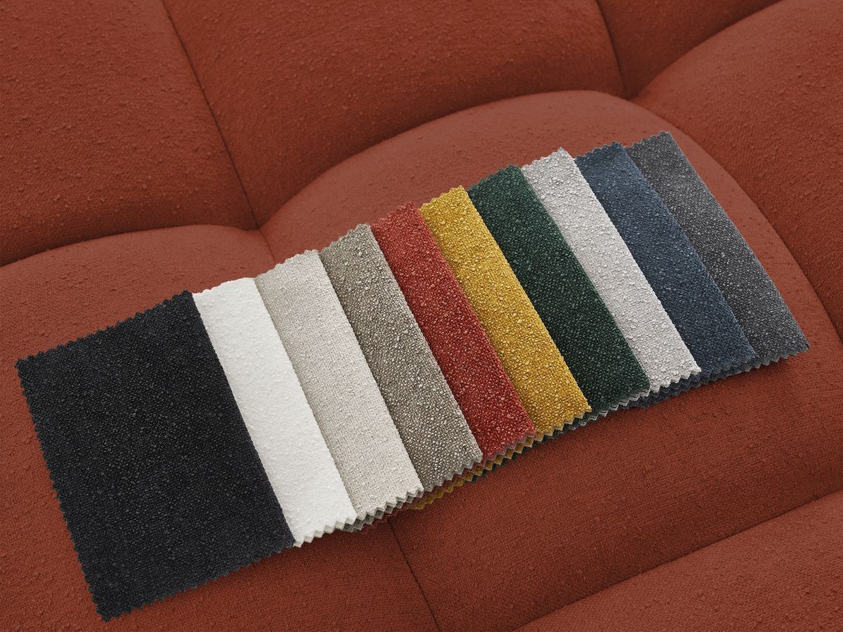 Bobochic Everest Wohnlandschaft mit Pouf, 6 Kissen Strukturstoff Orange Ecke rechts